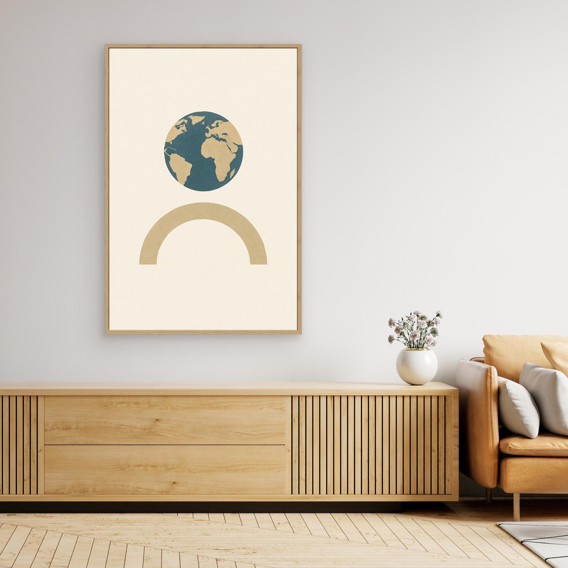 Balance of Earth – Minimalist Planet & Arch Canvas Wall Art