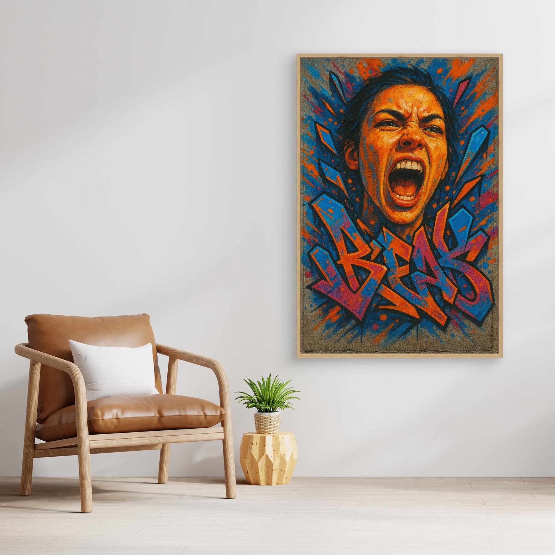 Graffiti Scream Portrait Canvas Wall Art – Bold Urban Style
