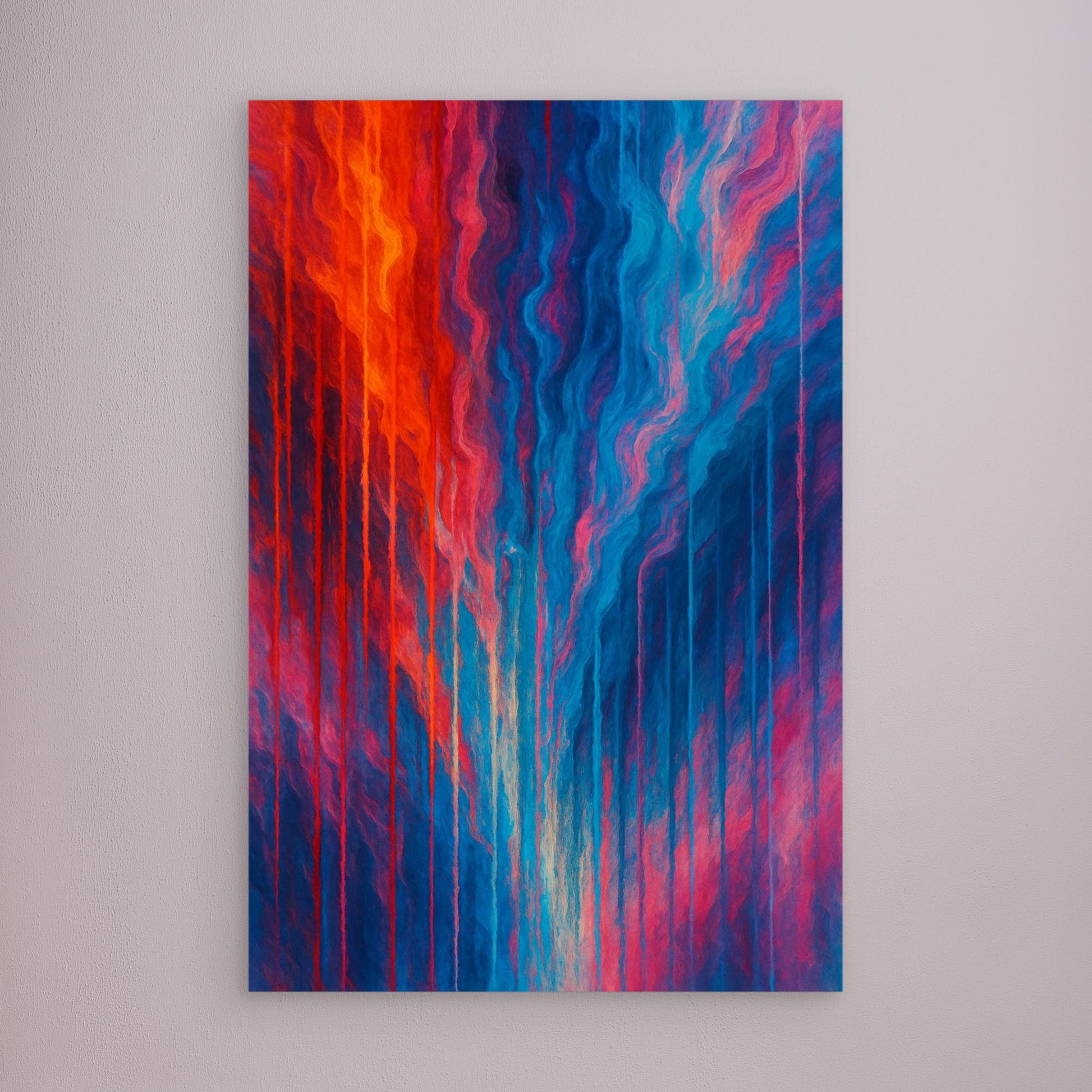 Red and Blue Abstract Canvas Wall Art – Modern Color Flow Print