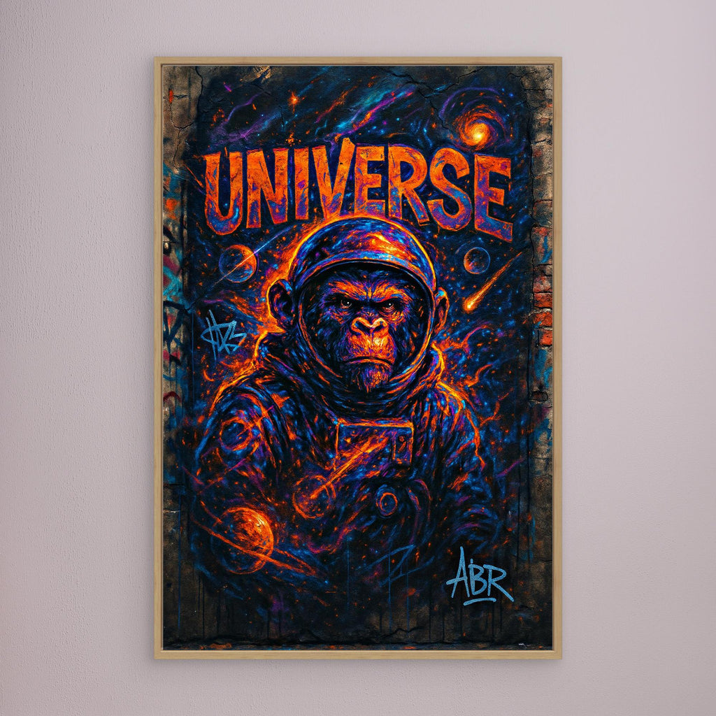 Space Gorilla Canvas Wall Art – Graffiti Style Universe Print