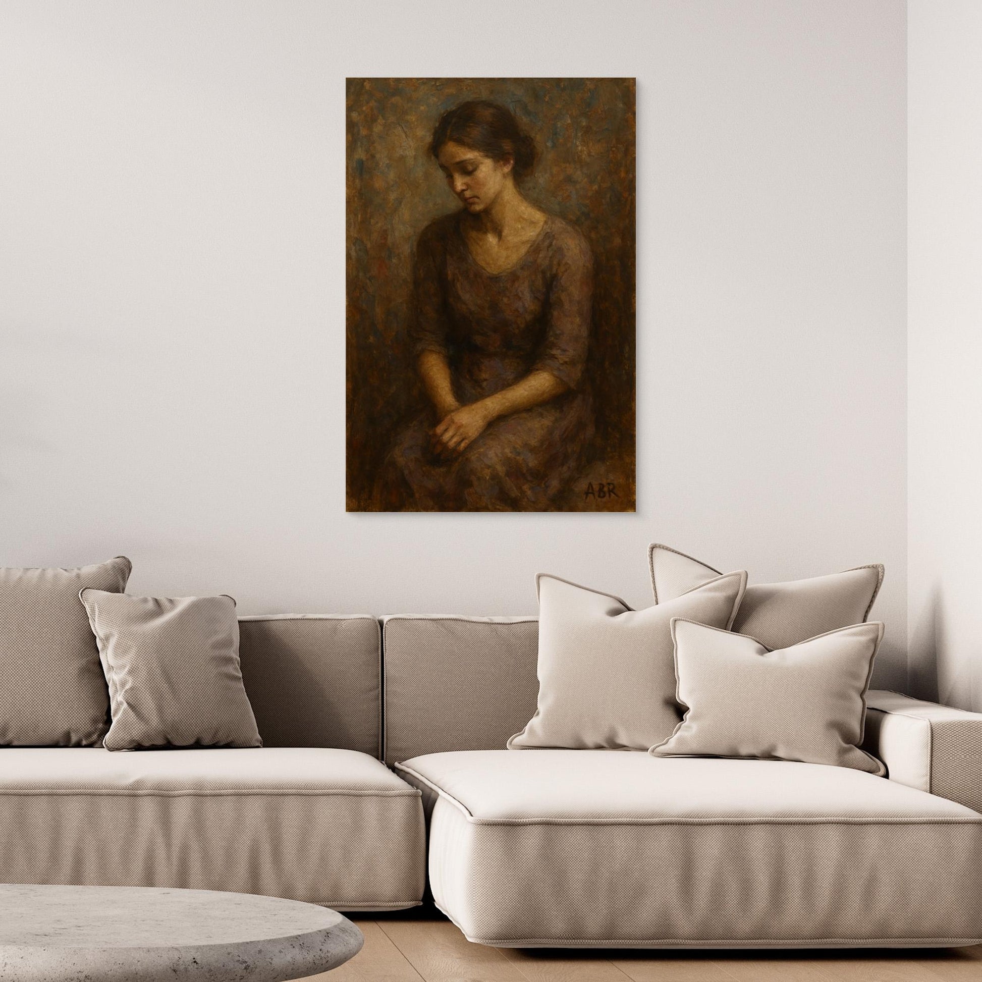 Muted Portrait of Woman – Figurative Canvas Wall Art