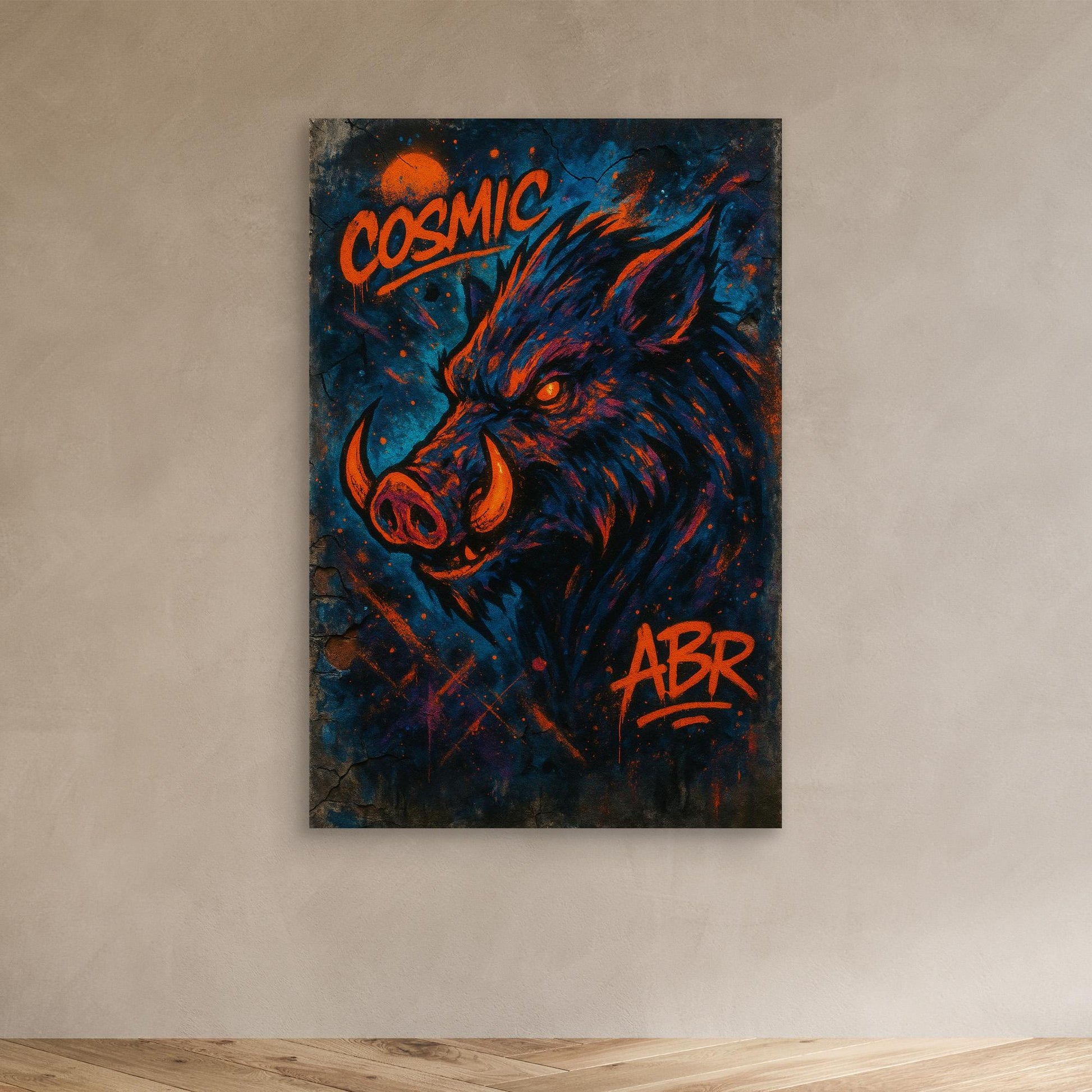 Cosmic Boar Graffiti Canvas Wall Art