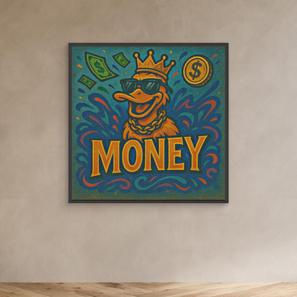 Rich Duck Vibes – Graffiti Style Money Art Print on Canvas | Hip-Hop Street Art Wall Decor