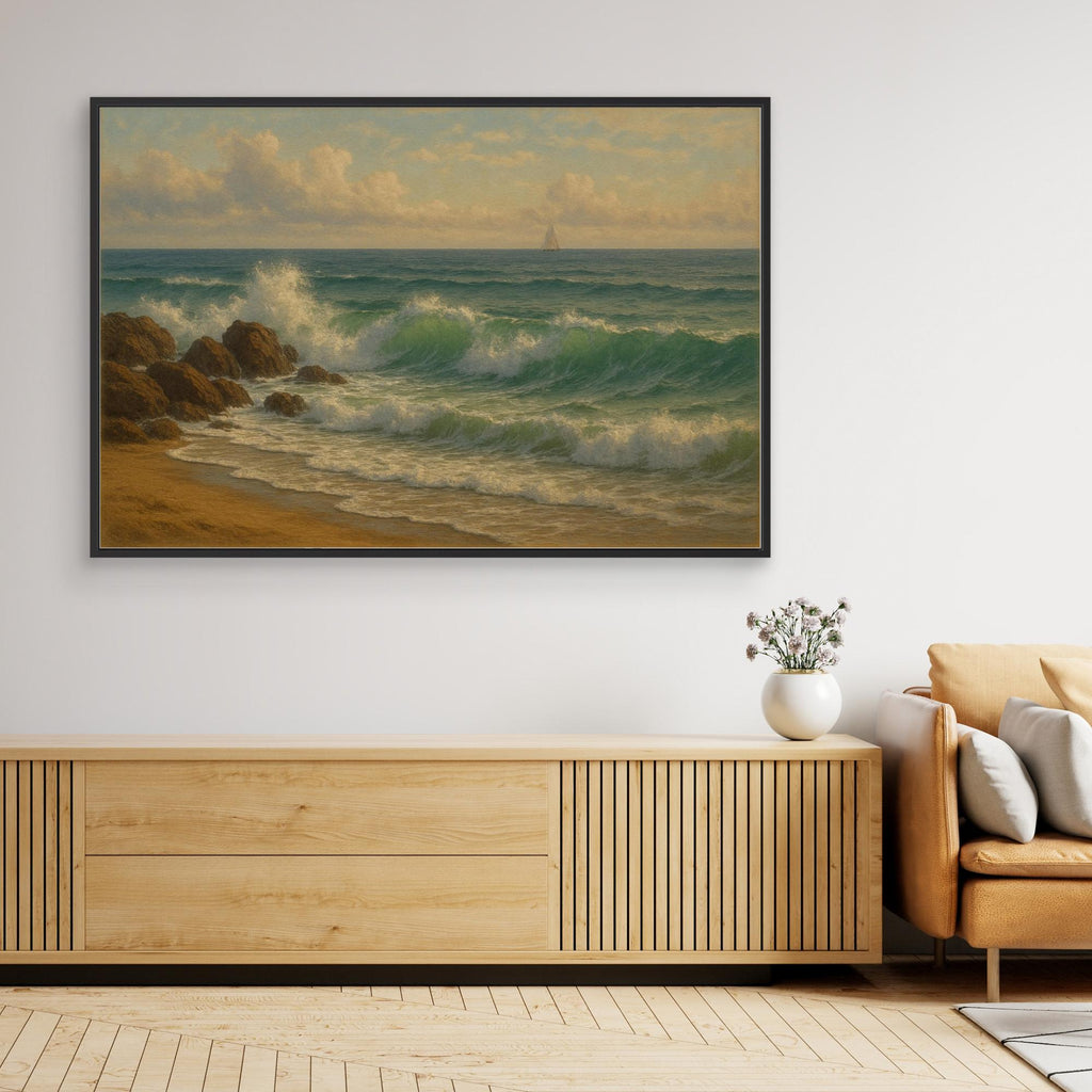 Ocean Serenity – Coastal Waves Canvas Wall Art” | Tranquil Seascape Print
