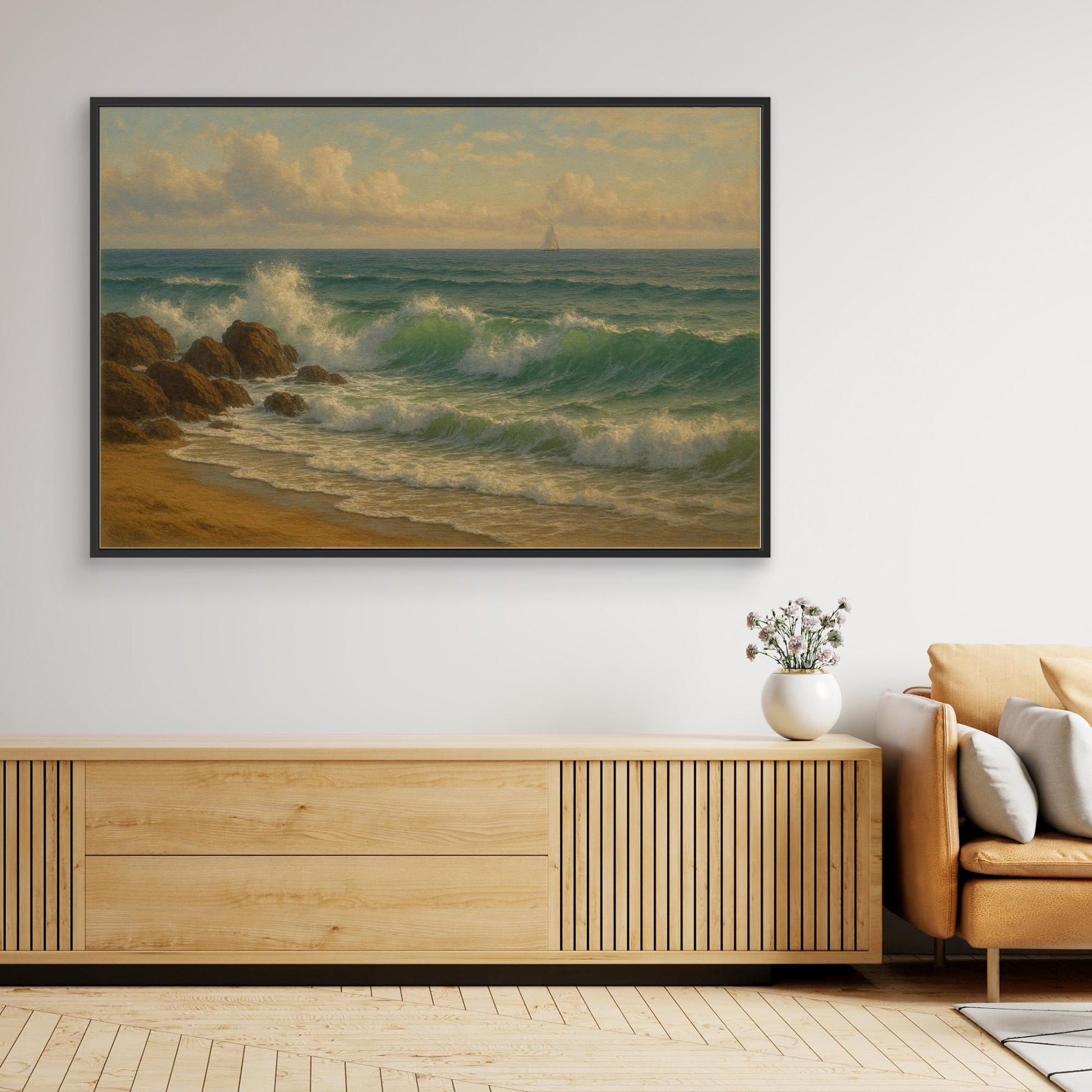 Ocean Serenity – Coastal Waves Canvas Wall Art” | Tranquil Seascape Print