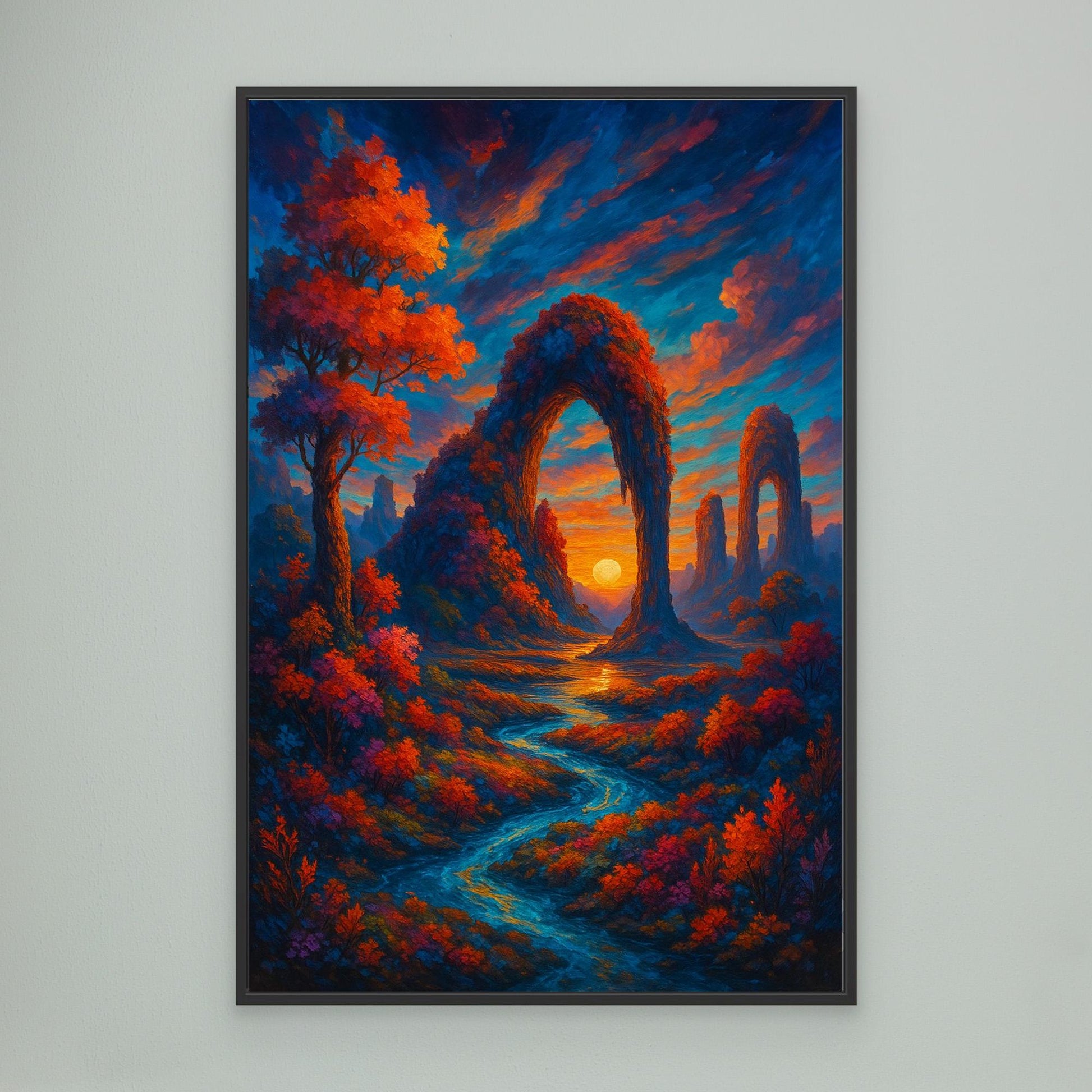 Fantasy Sunset Landscape Canvas Wall Art – Colorful Nature Print