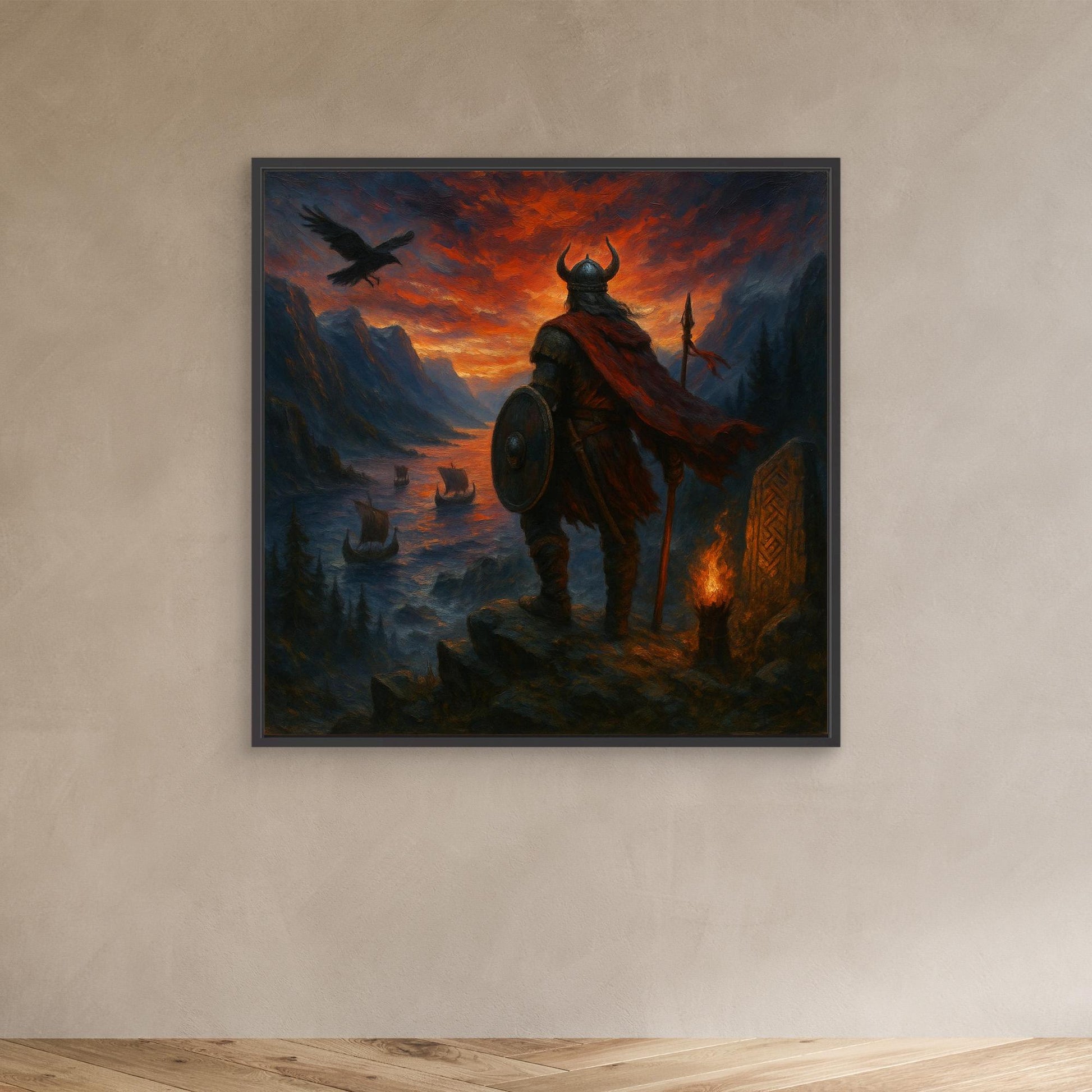 Viking Warrior at Sunset Canvas Print