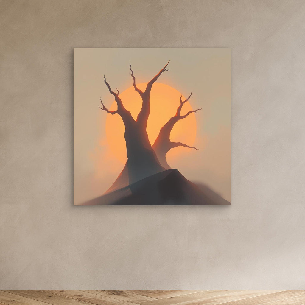 Sunset Silhouettes – Minimalist Tree Landscape Canvas Wall Art | Abstract Nature Print