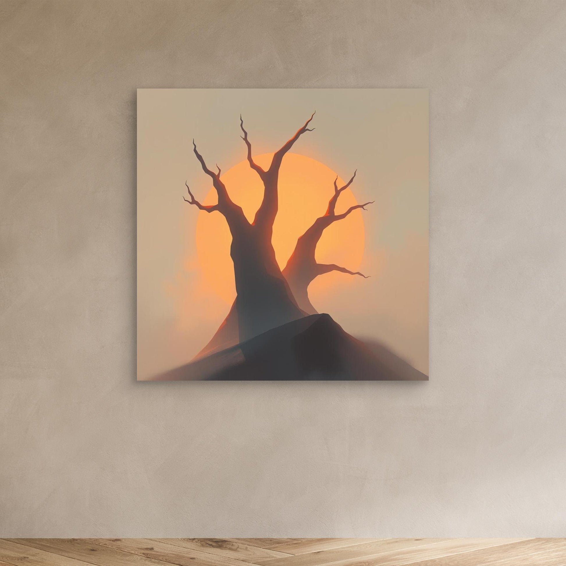 Sunset Silhouettes – Minimalist Tree Landscape Canvas Wall Art | Abstract Nature Print