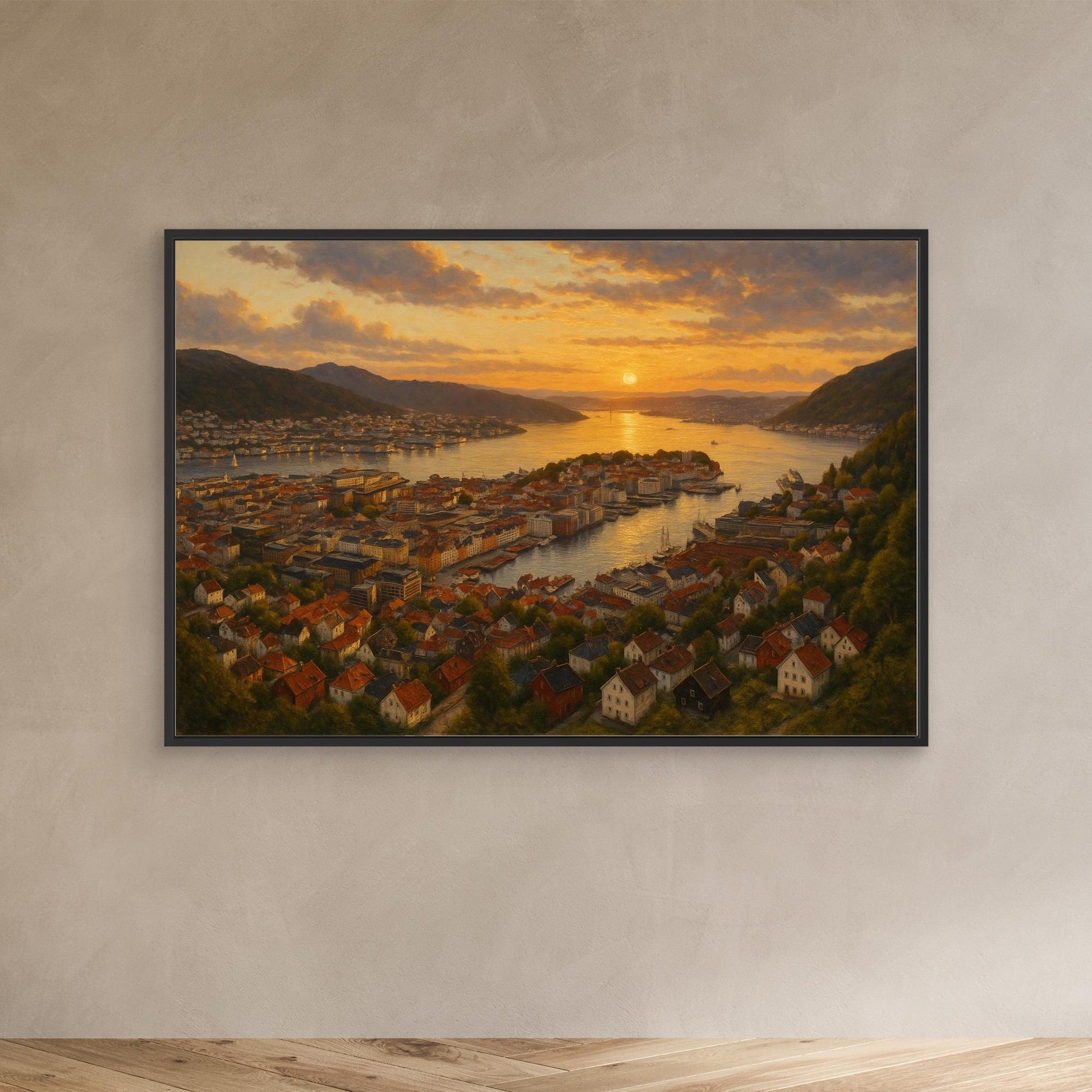 Bergen Fjord Sunset Canvas Wall Art