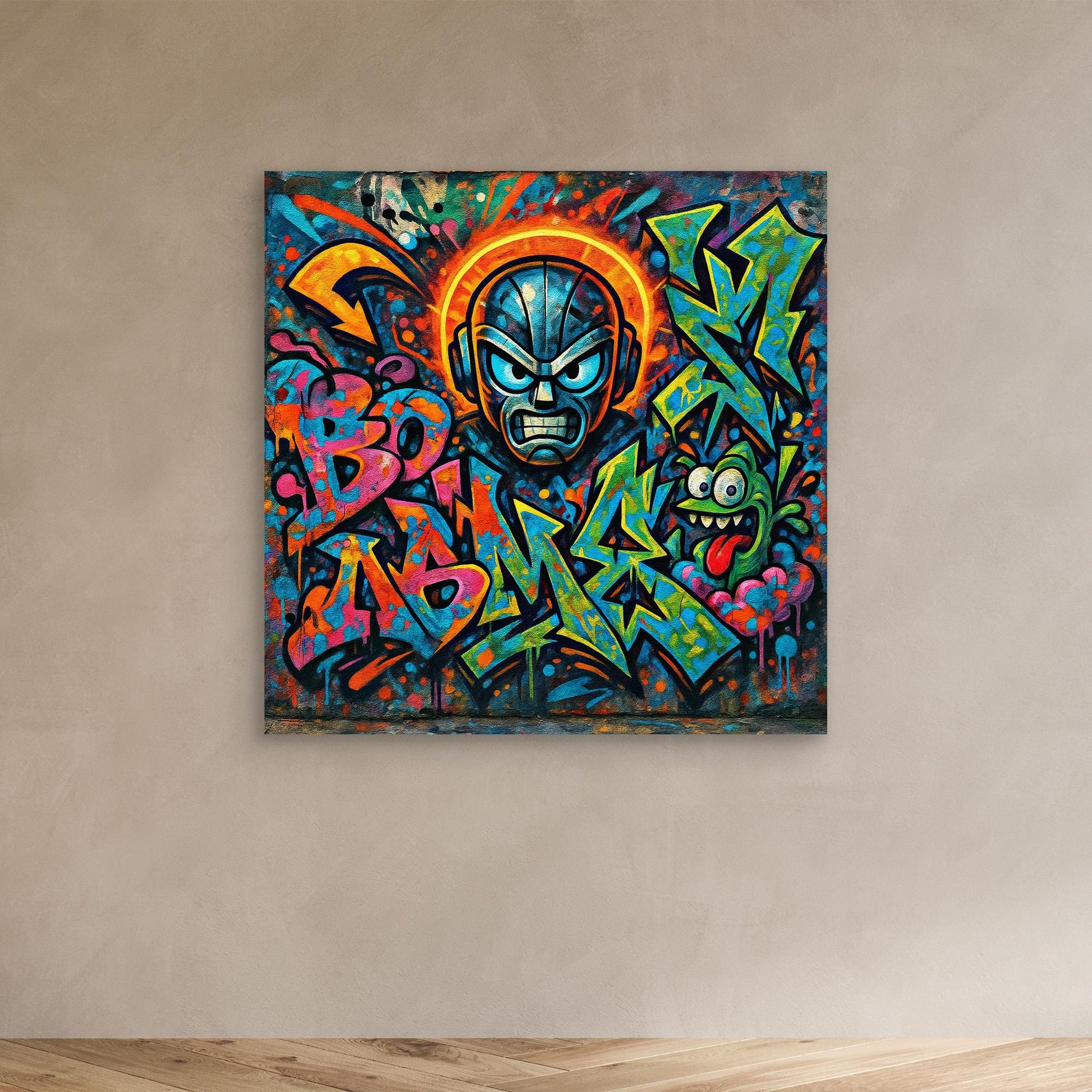 Urban Explosion: Graffiti Superhero & Monster Canvas Art – Bold Street Style Wall Decor