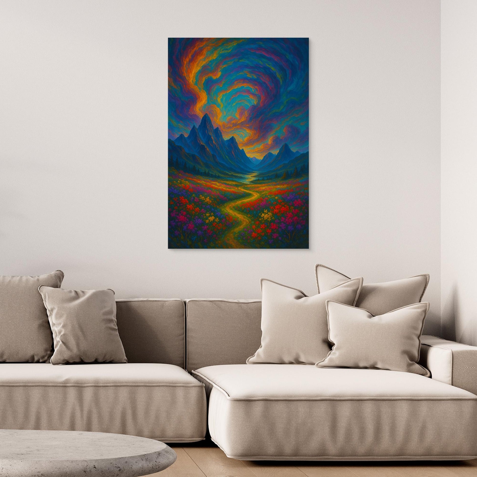 Colorful Fantasy Landscape Canvas Wall Art – Surreal Nature Print