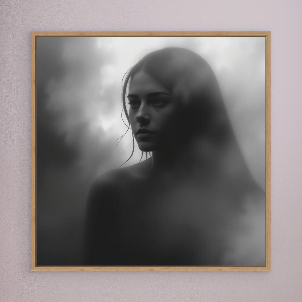 Veiled in Shadows – Black and White Portrait Canvas Print | Emotional Fine Art Photography