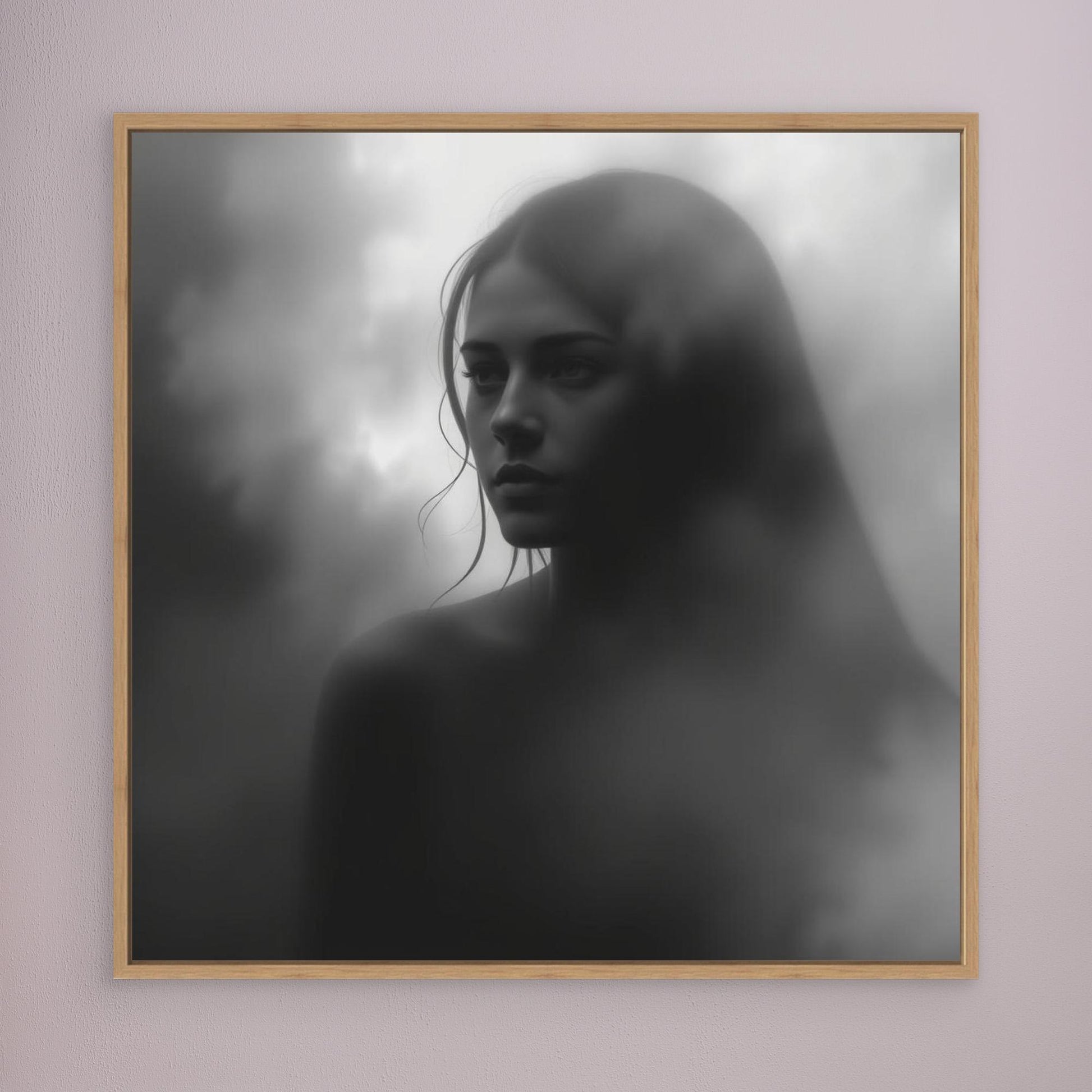 Veiled in Shadows – Black and White Portrait Canvas Print | Emotional Fine Art Photography