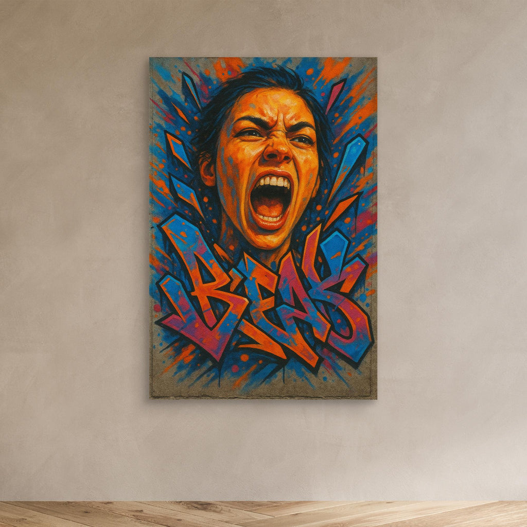 Graffiti Scream Portrait Canvas Wall Art – Bold Urban Style
