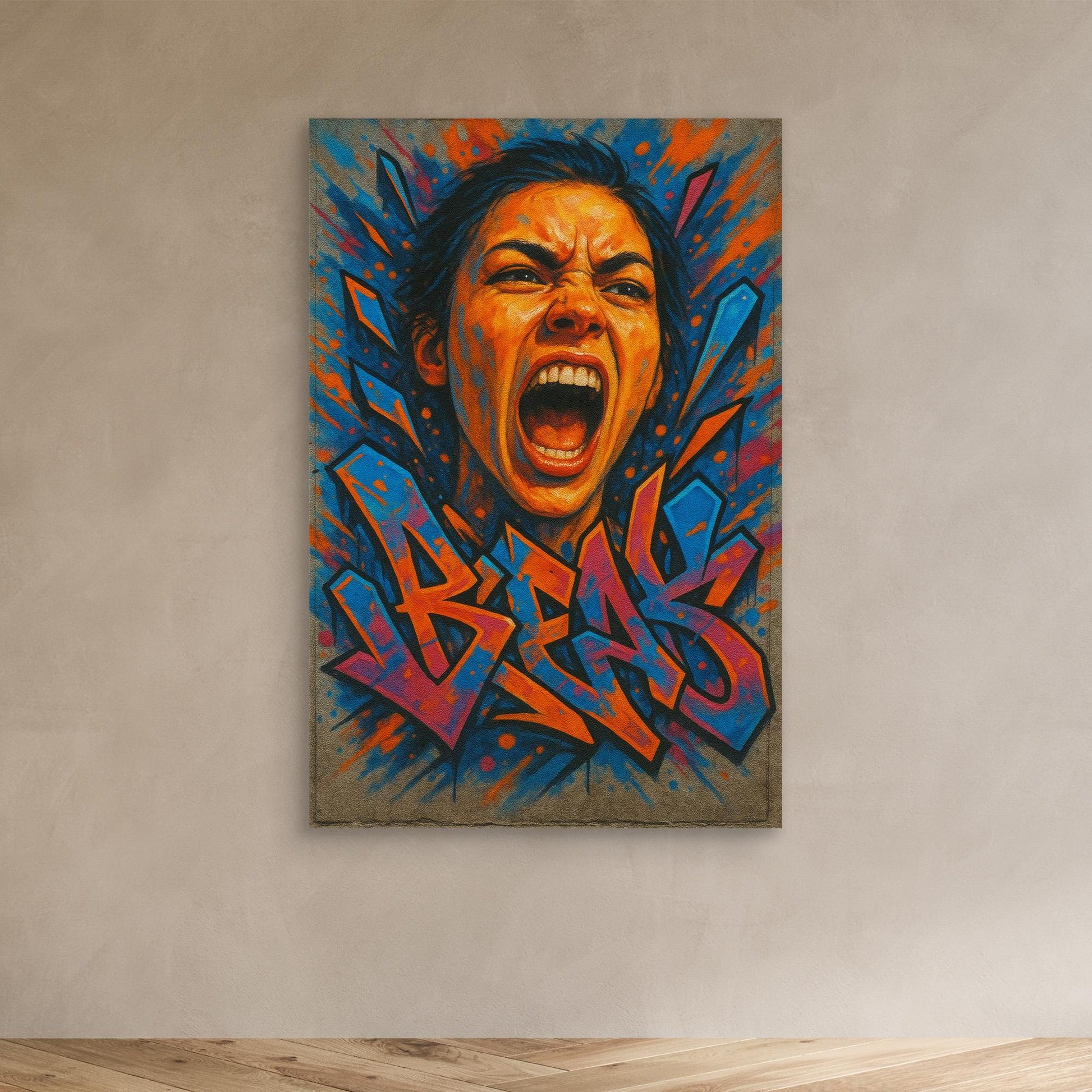 Graffiti Scream Portrait Canvas Wall Art – Bold Urban Style