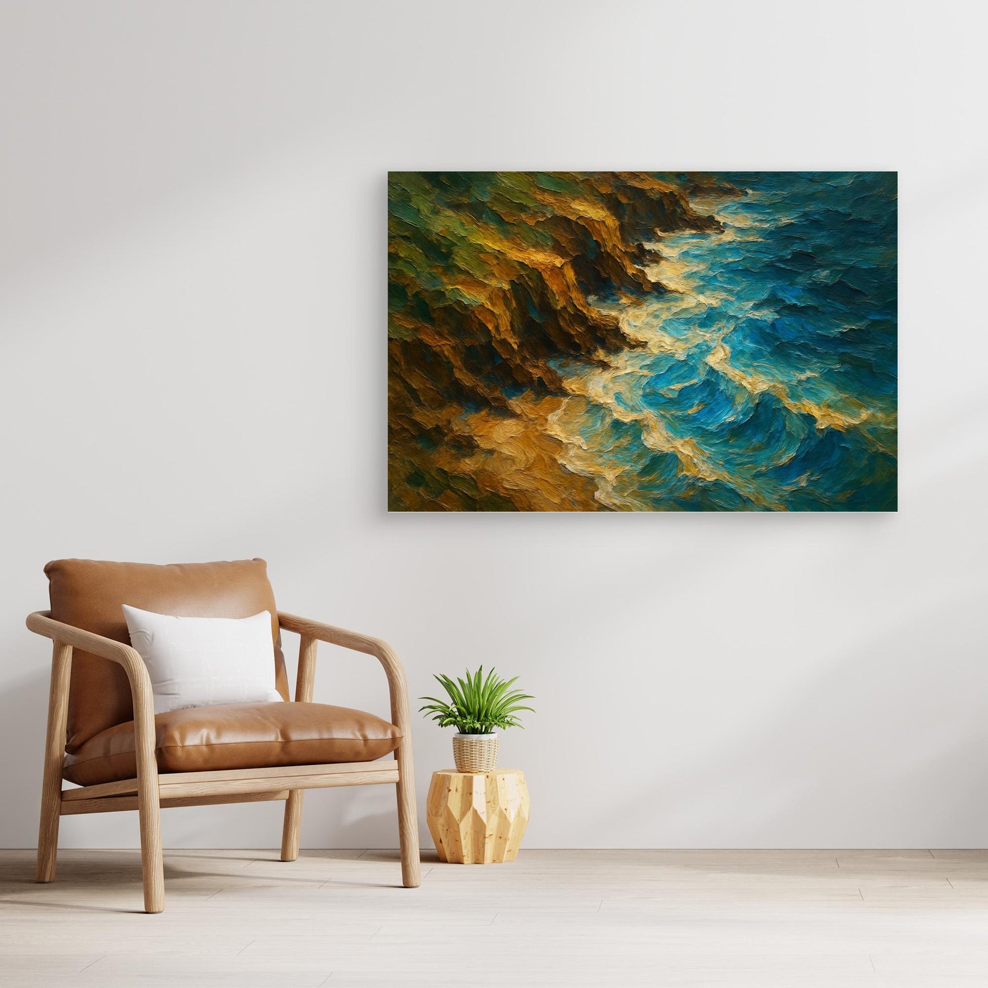 Ocean Cliff Canvas Wall Art – Abstract Coastal Print