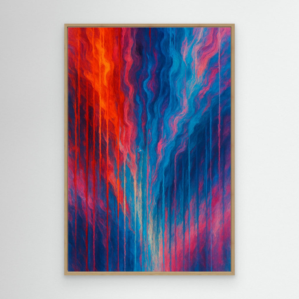 Red and Blue Abstract Canvas Wall Art – Modern Color Flow Print