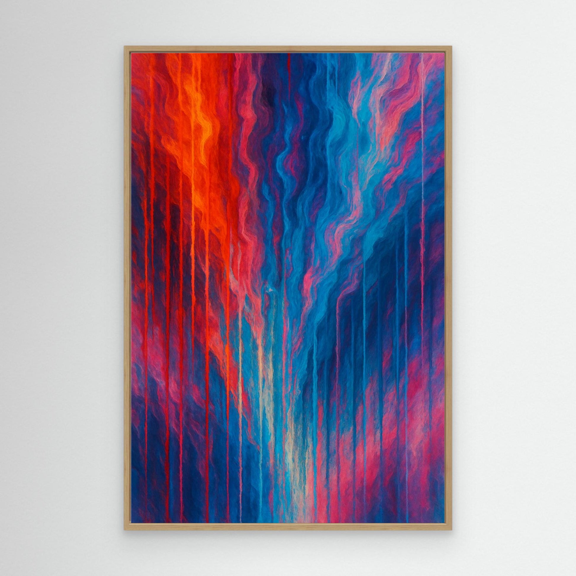 Red and Blue Abstract Canvas Wall Art – Modern Color Flow Print