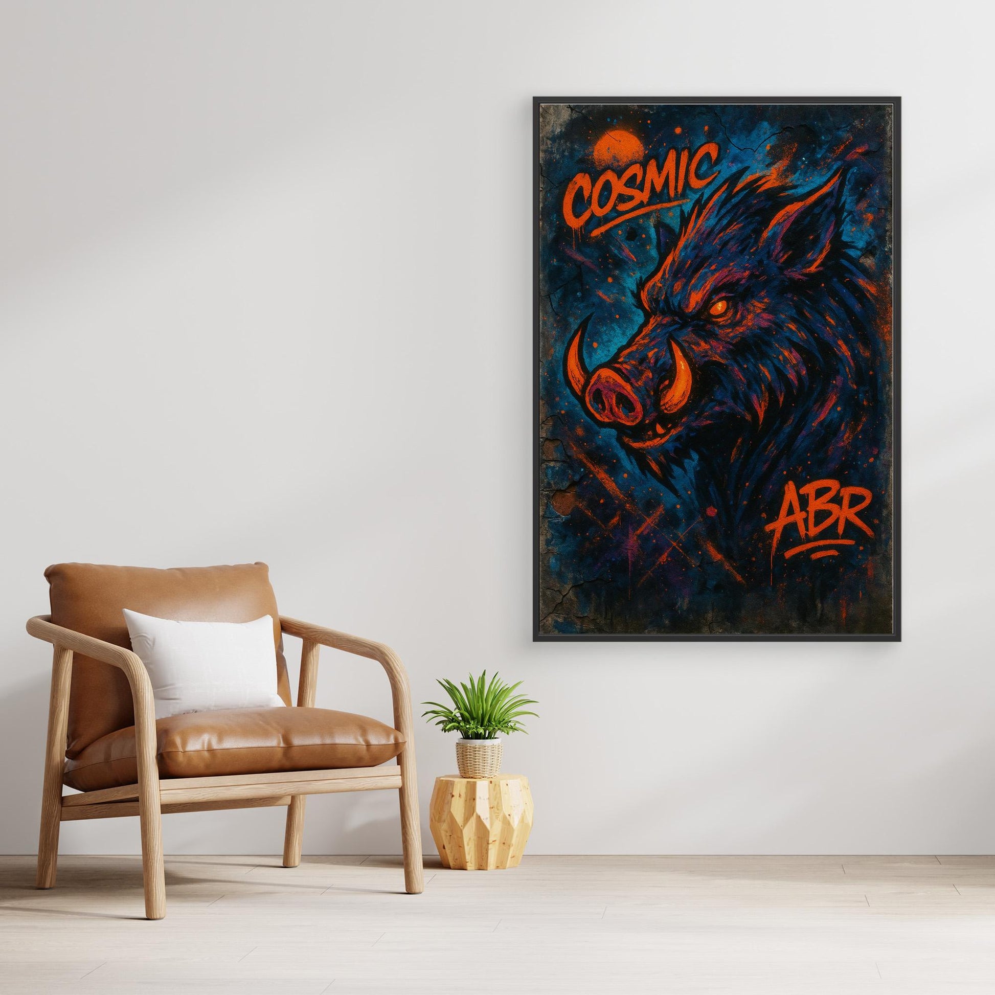Cosmic Boar Graffiti Canvas Wall Art