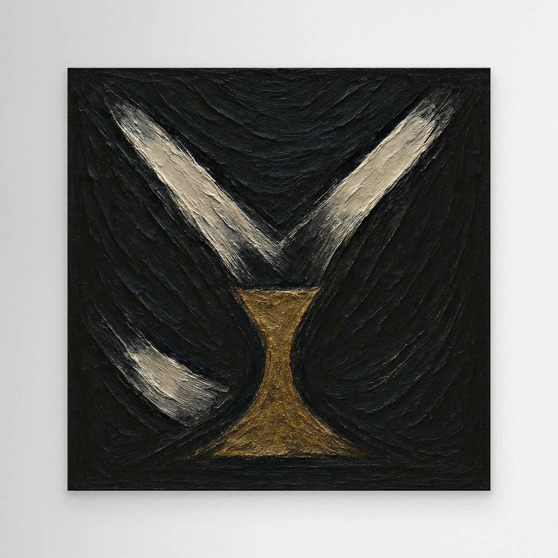 Golden Abstract Hourglass Canvas Wall Art