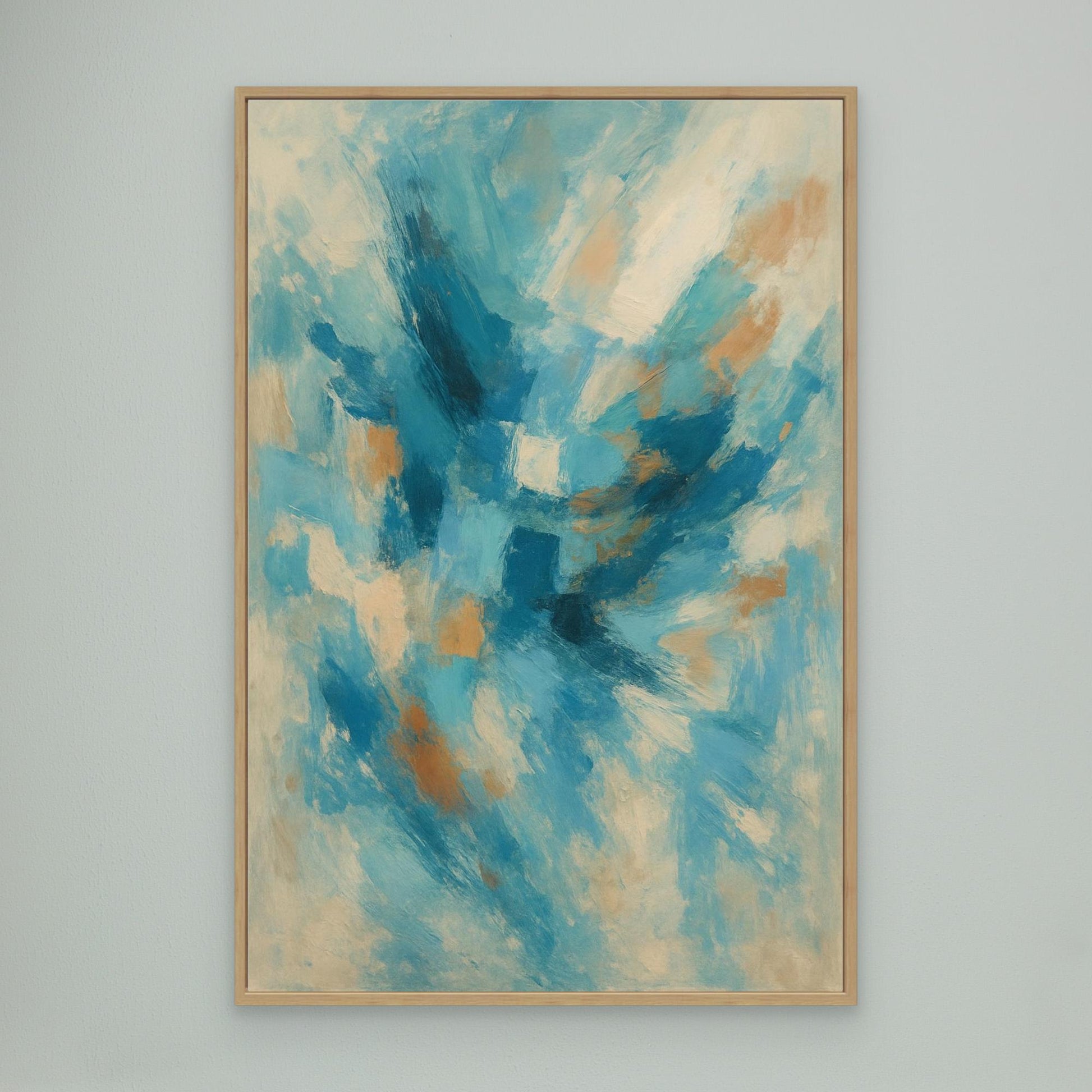 Blue Whisper – Abstract Canvas Wall Art in Oceanic Hues | Modern Splash of Color for Interior Decor