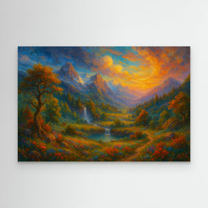 Colorful Mountain Sunset Canvas Wall Art