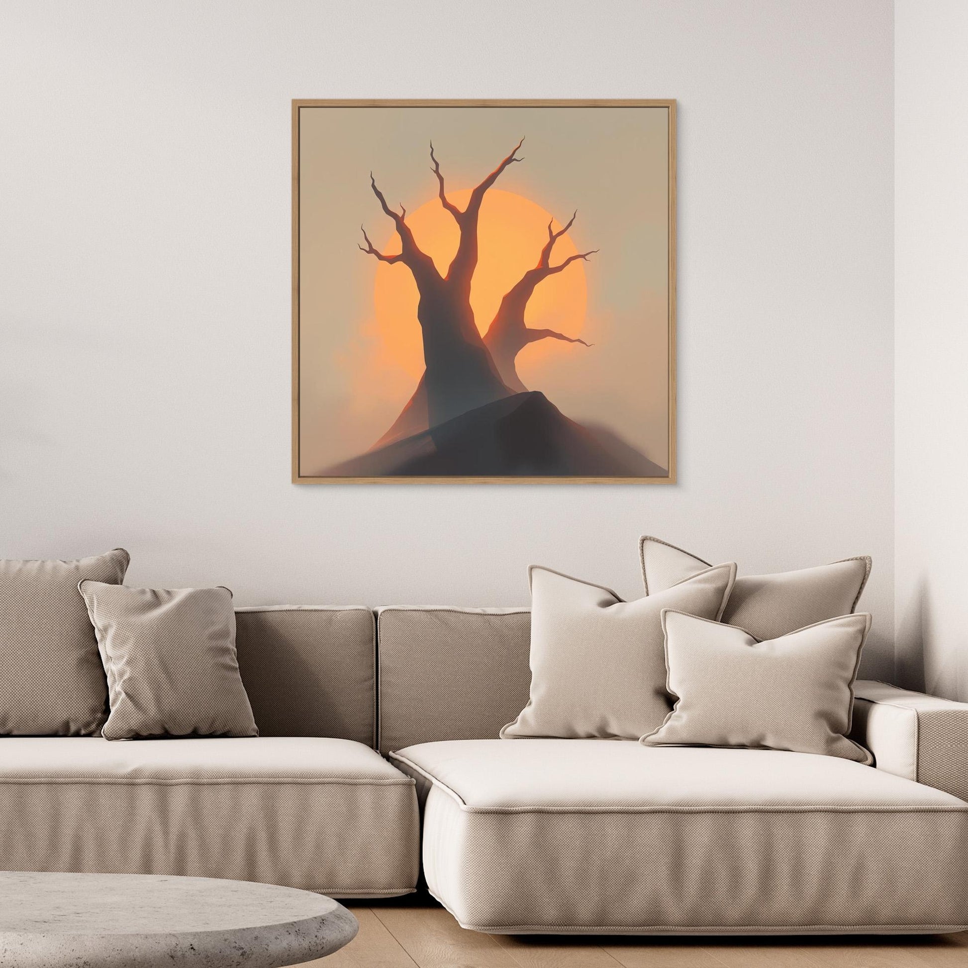 Sunset Silhouettes – Minimalist Tree Landscape Canvas Wall Art | Abstract Nature Print