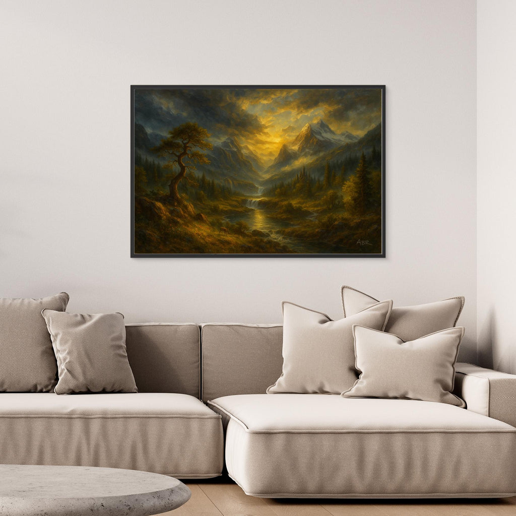 Golden Mountain Sunset – Landscape Canvas Wall Art