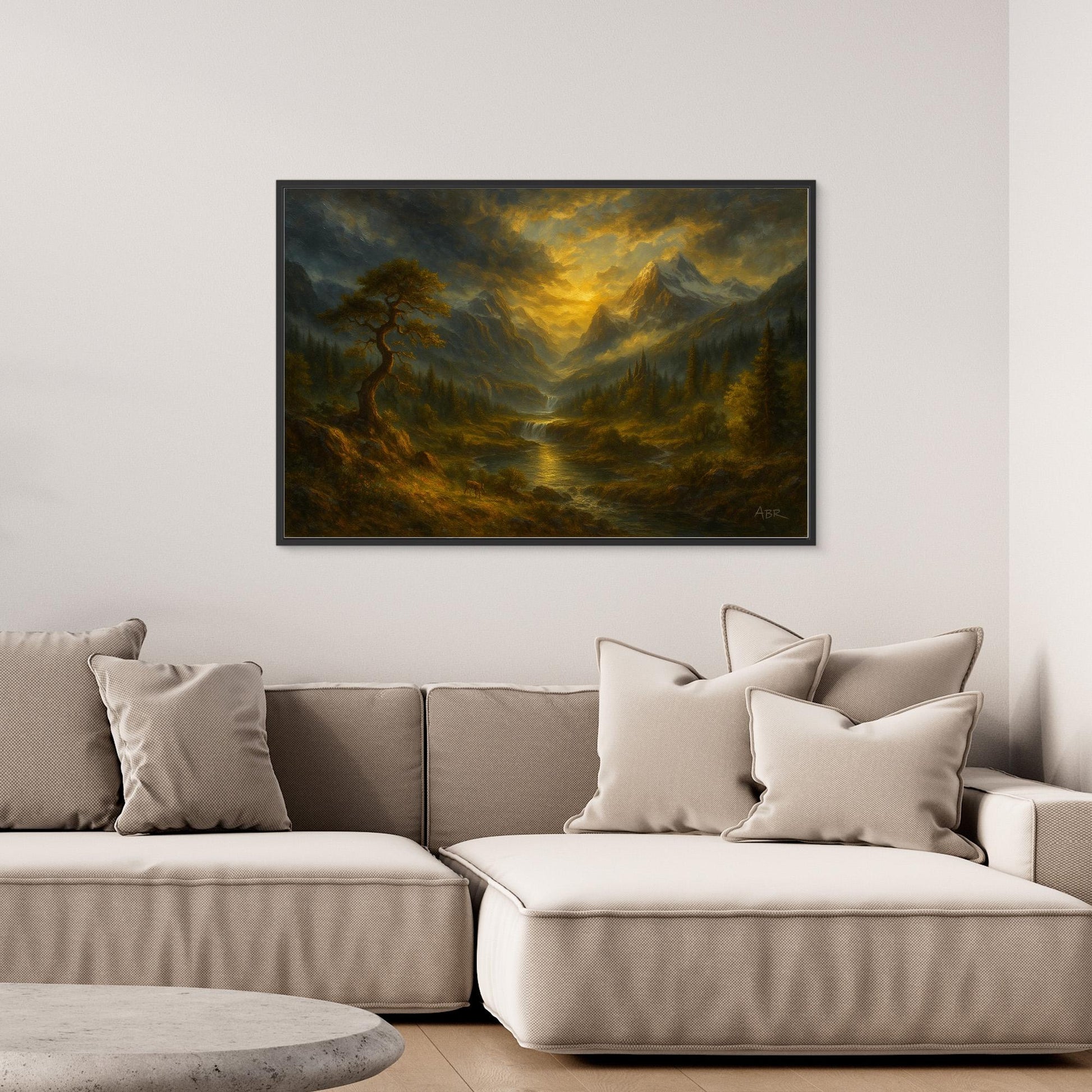 Golden Mountain Sunset – Landscape Canvas Wall Art
