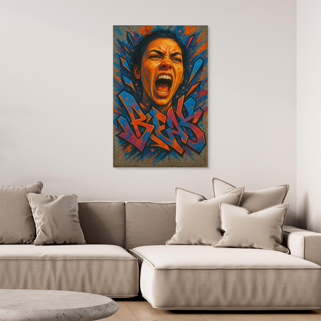 Graffiti Scream Portrait Canvas Wall Art – Bold Urban Style