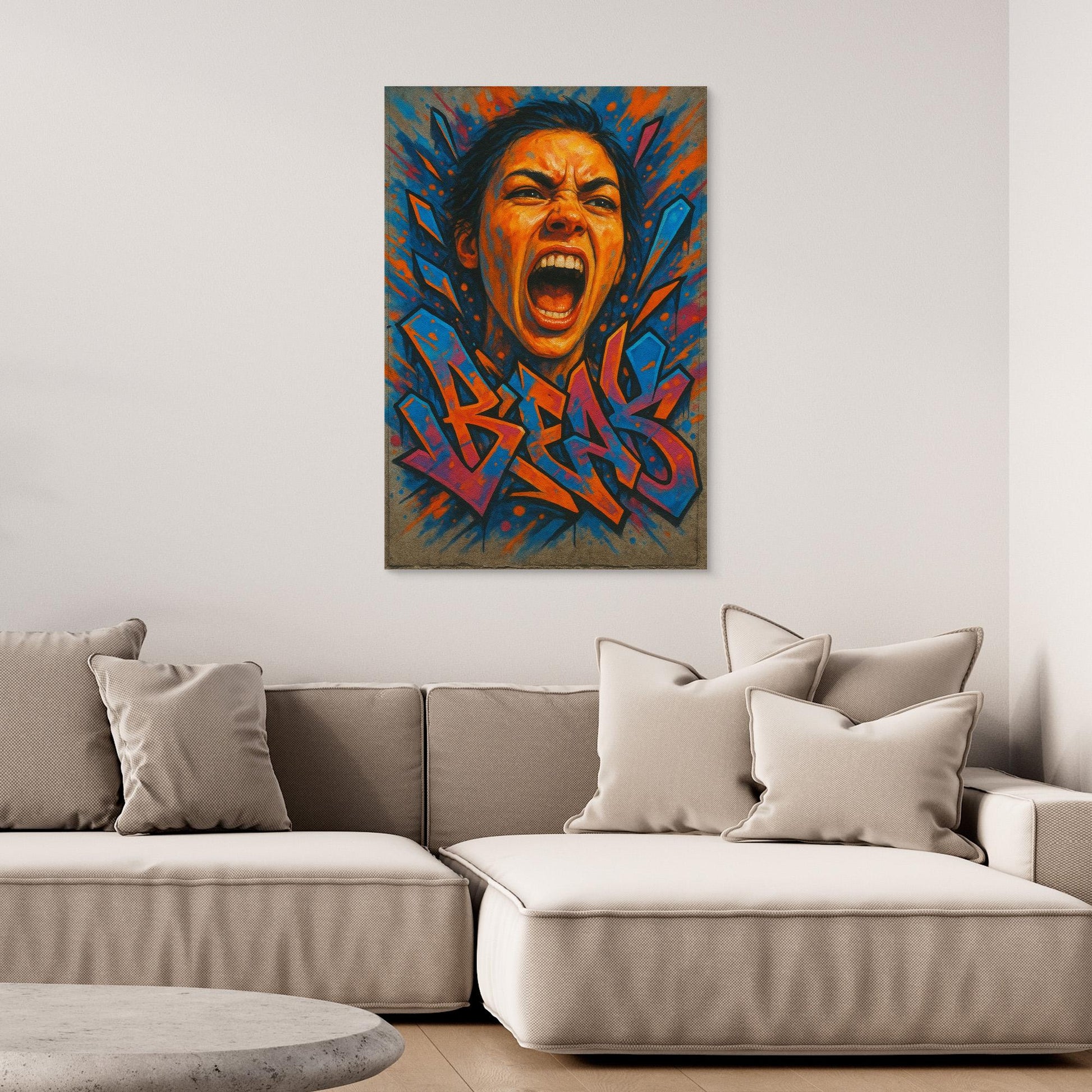 Graffiti Scream Portrait Canvas Wall Art – Bold Urban Style