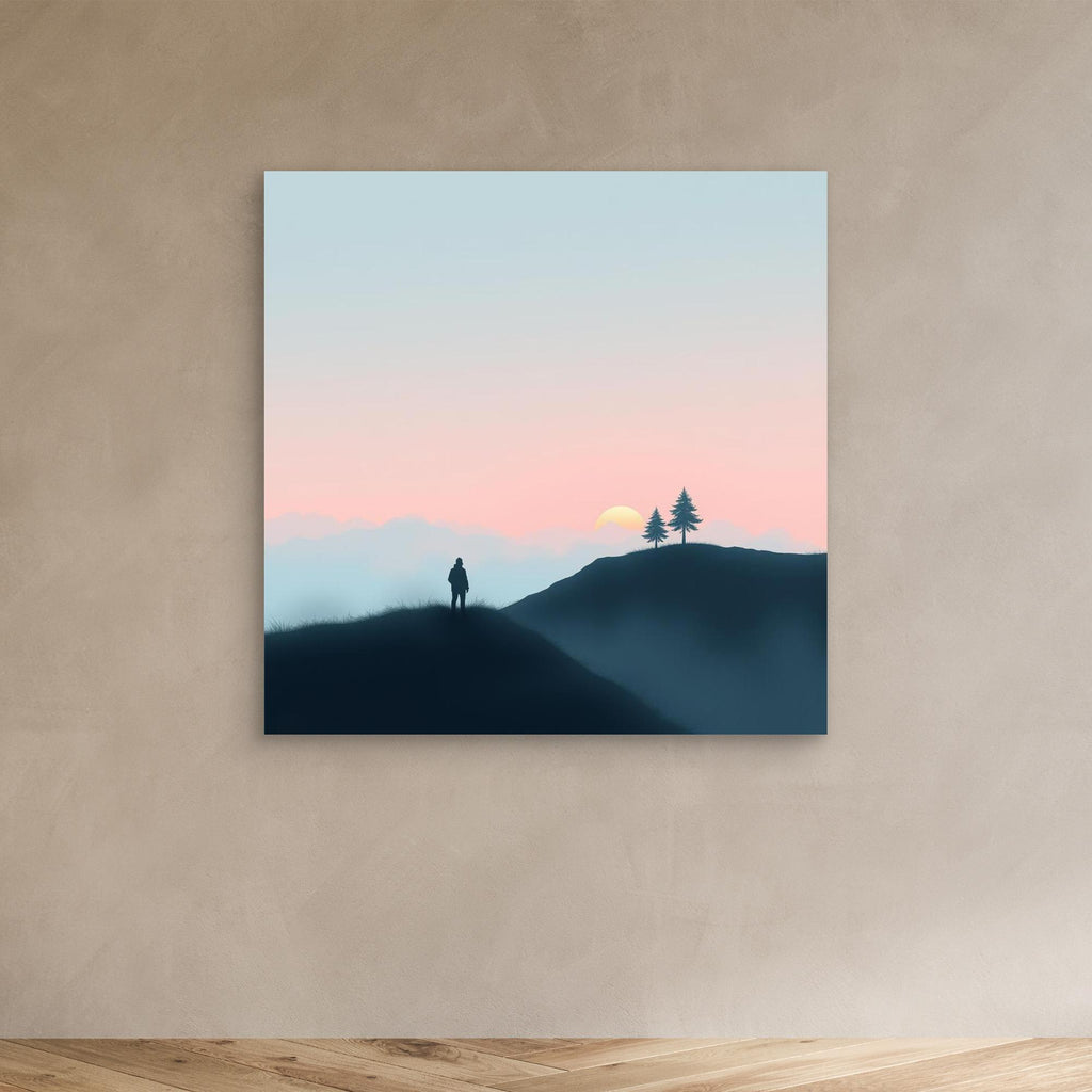 Solitude at Sunset – Minimalist Landscape Canvas Wall Art