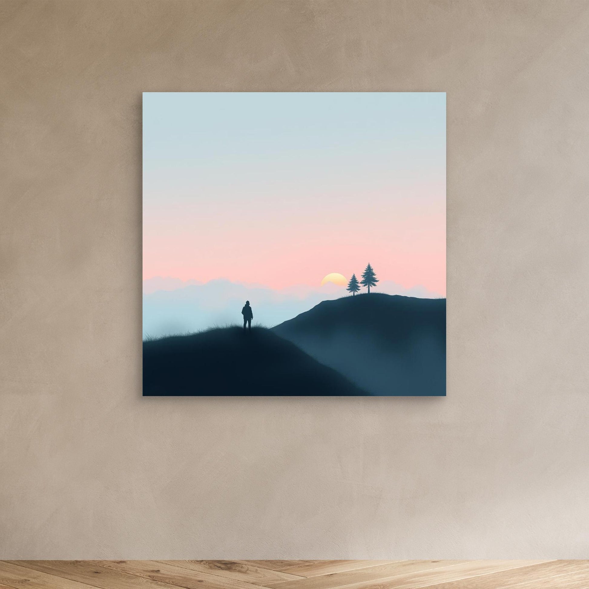 Solitude at Sunset – Minimalist Landscape Canvas Wall Art