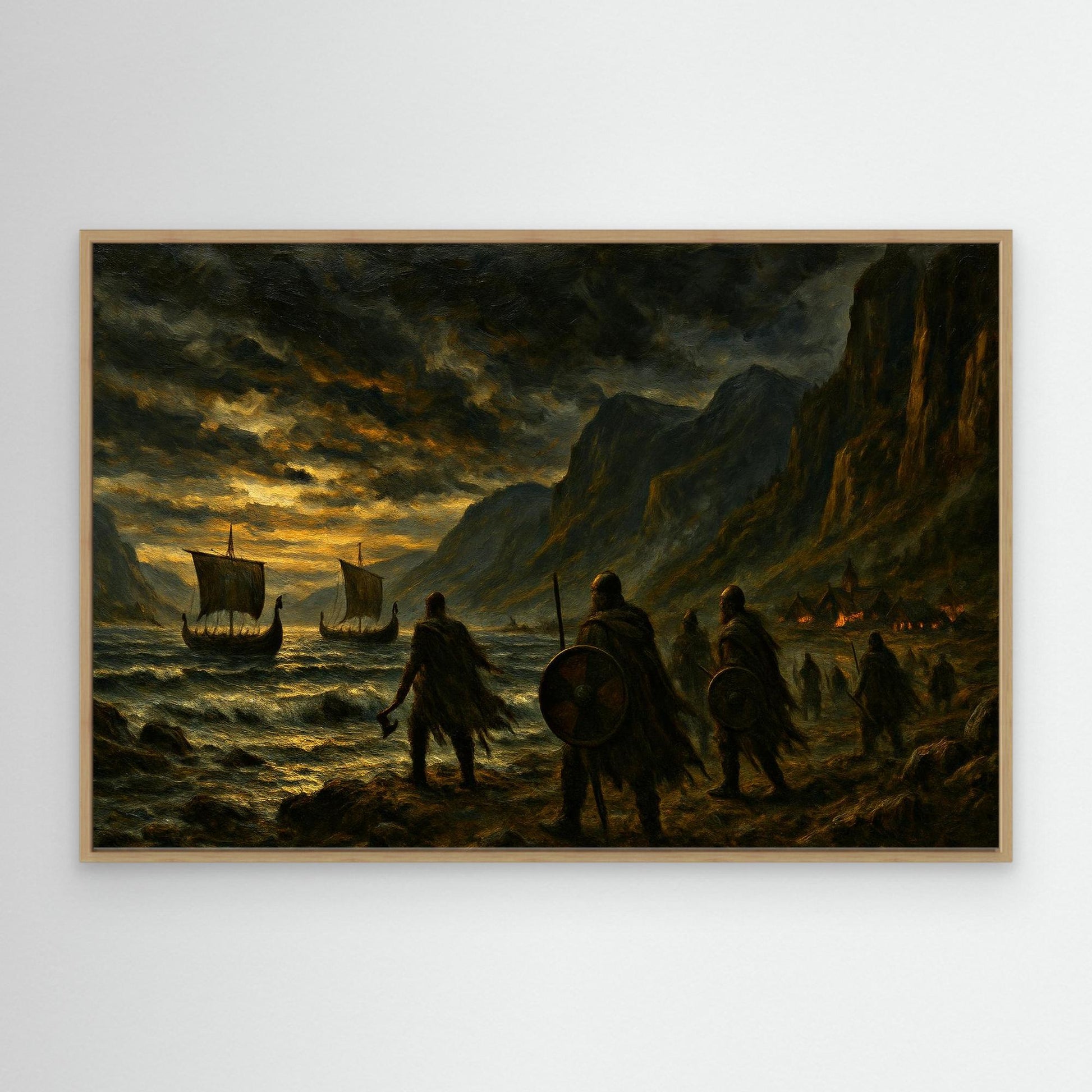 Viking Warships at Sunset – Canvas Wall Art