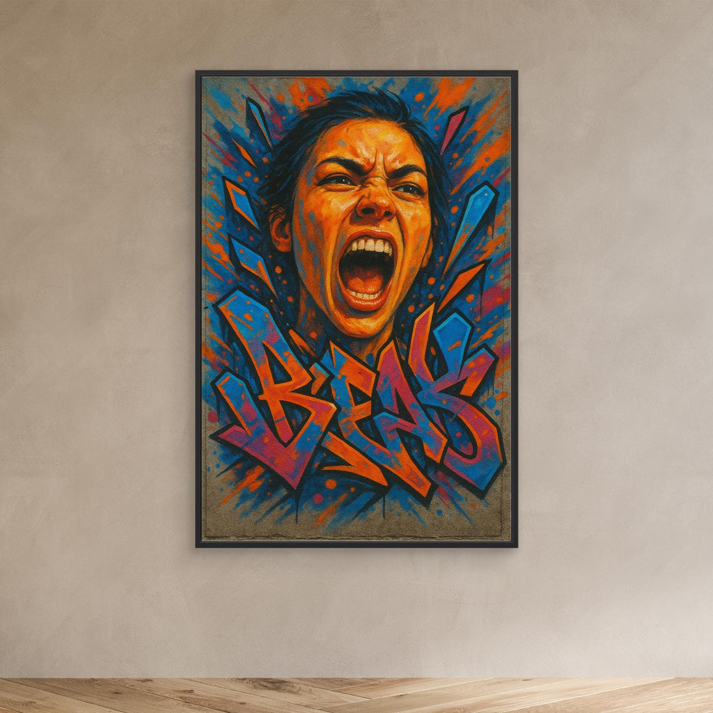 Graffiti Scream Portrait Canvas Wall Art – Bold Urban Style
