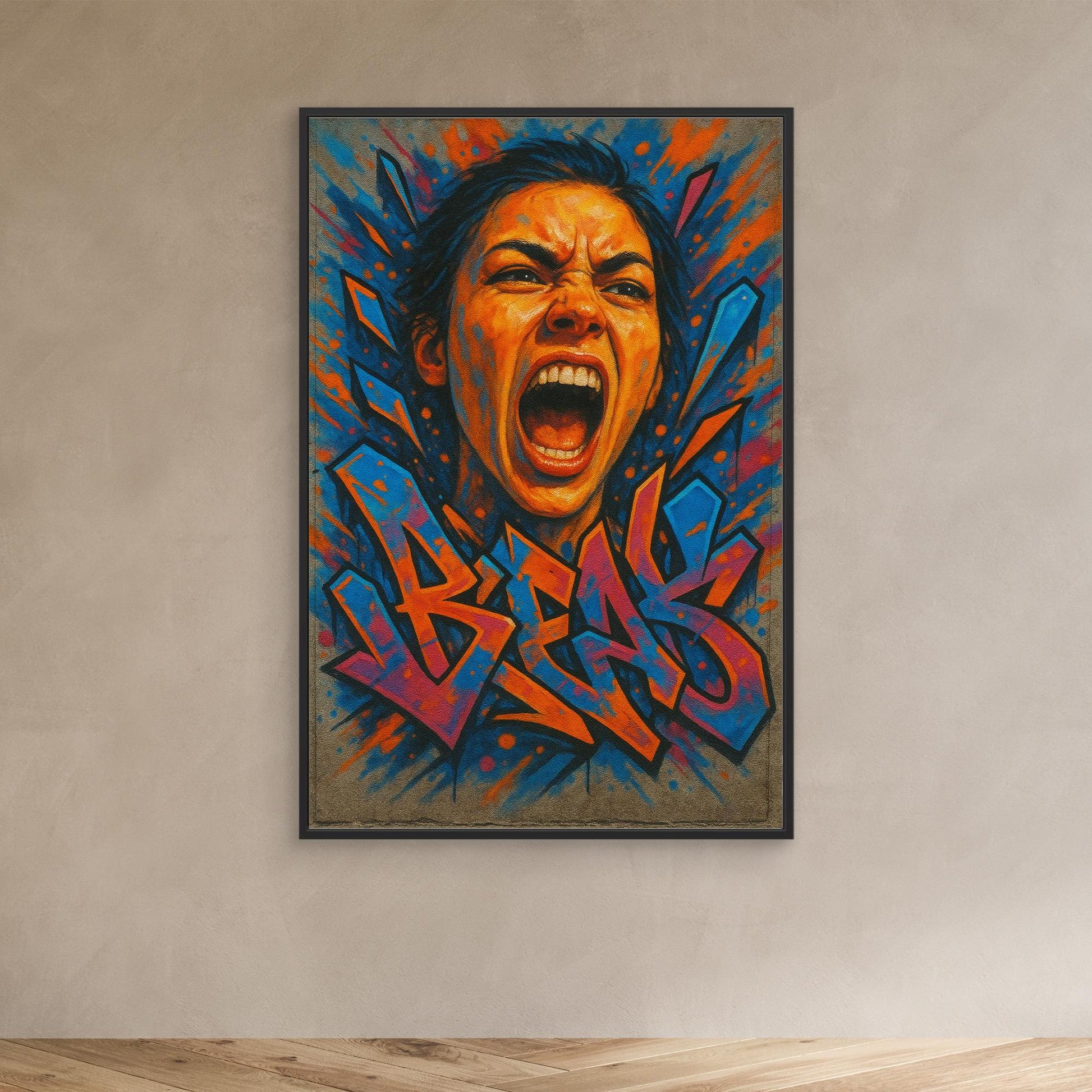 Graffiti Scream Portrait Canvas Wall Art – Bold Urban Style