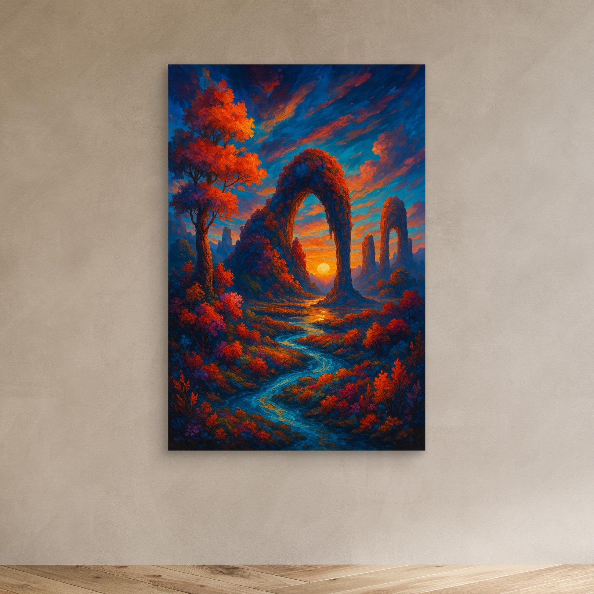 Fantasy Sunset Landscape Canvas Wall Art – Colorful Nature Print