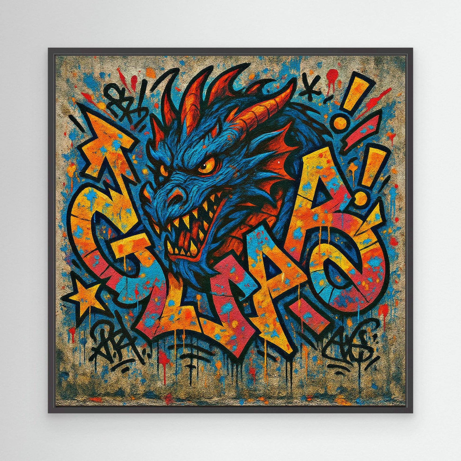 Urban Dragon Graffiti Canvas – Bold Street Art Print for Modern Walls