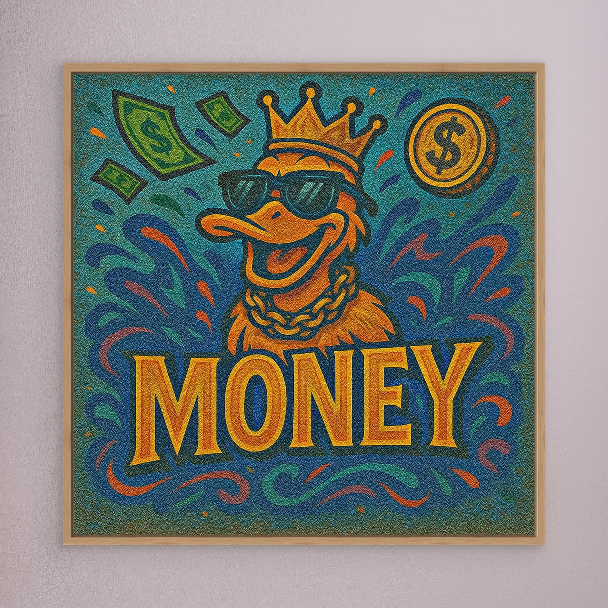 Rich Duck Vibes – Graffiti Style Money Art Print on Canvas | Hip-Hop Street Art Wall Decor
