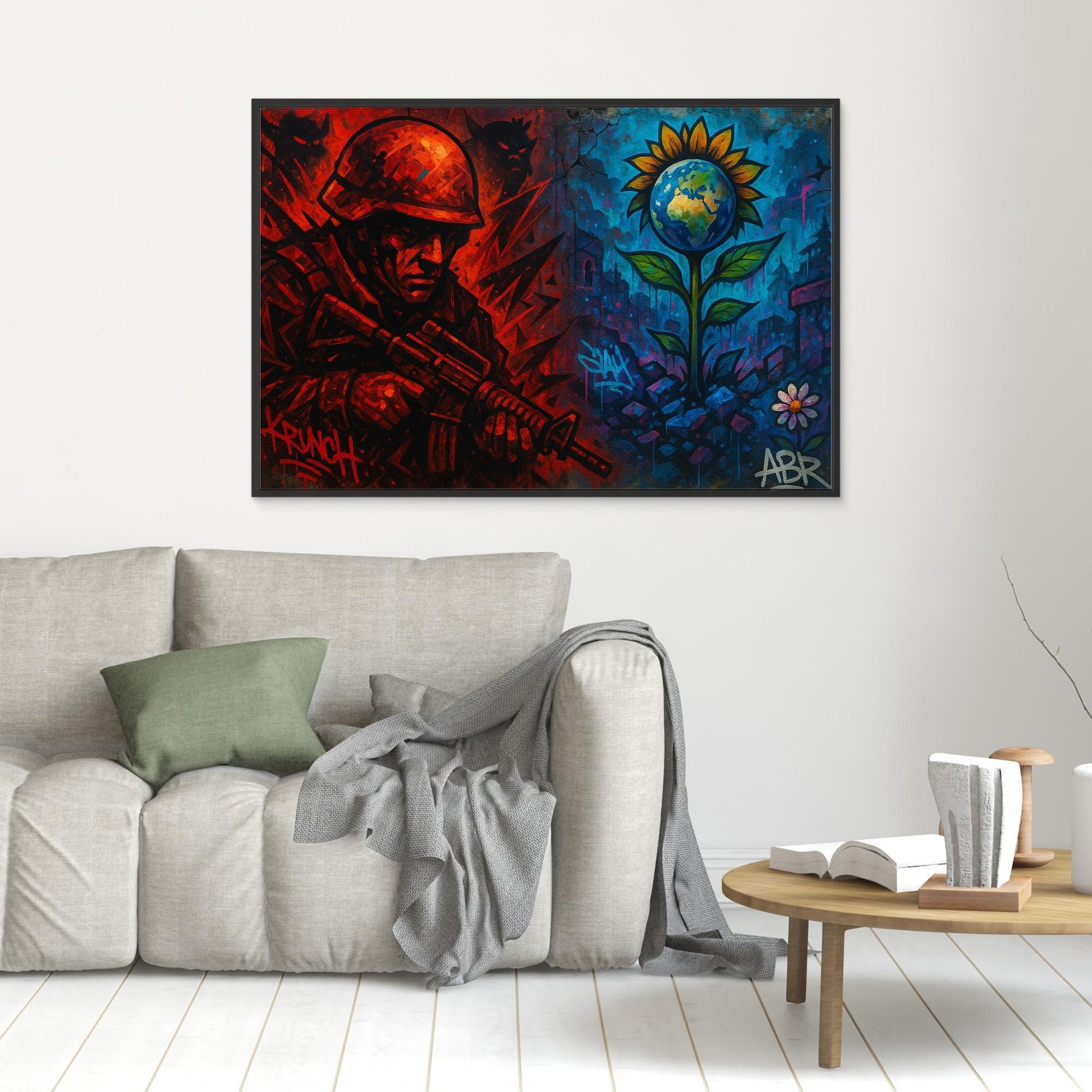 War and Peace Graffiti Canvas Wall Art