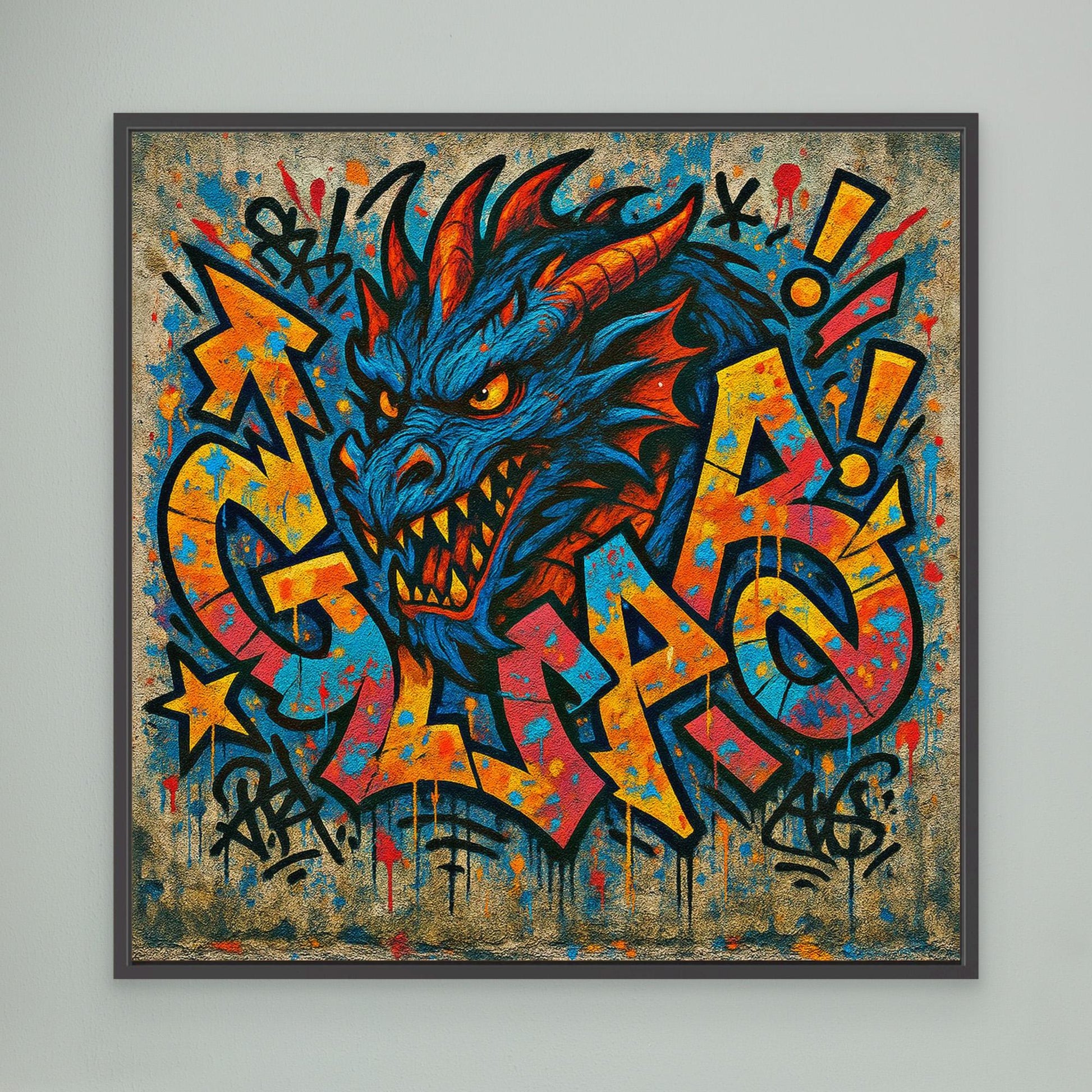 Urban Dragon Graffiti Canvas – Bold Street Art Print for Modern Walls