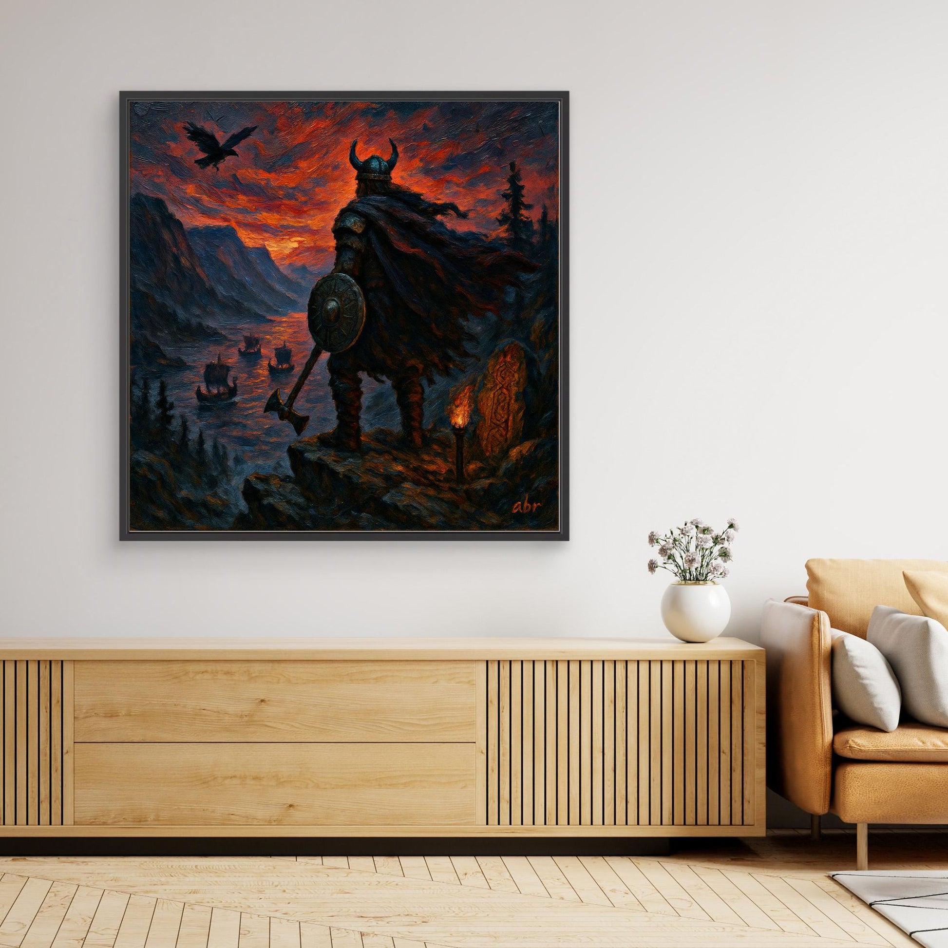 Viking Warrior at Sunset – Canvas Wall Art