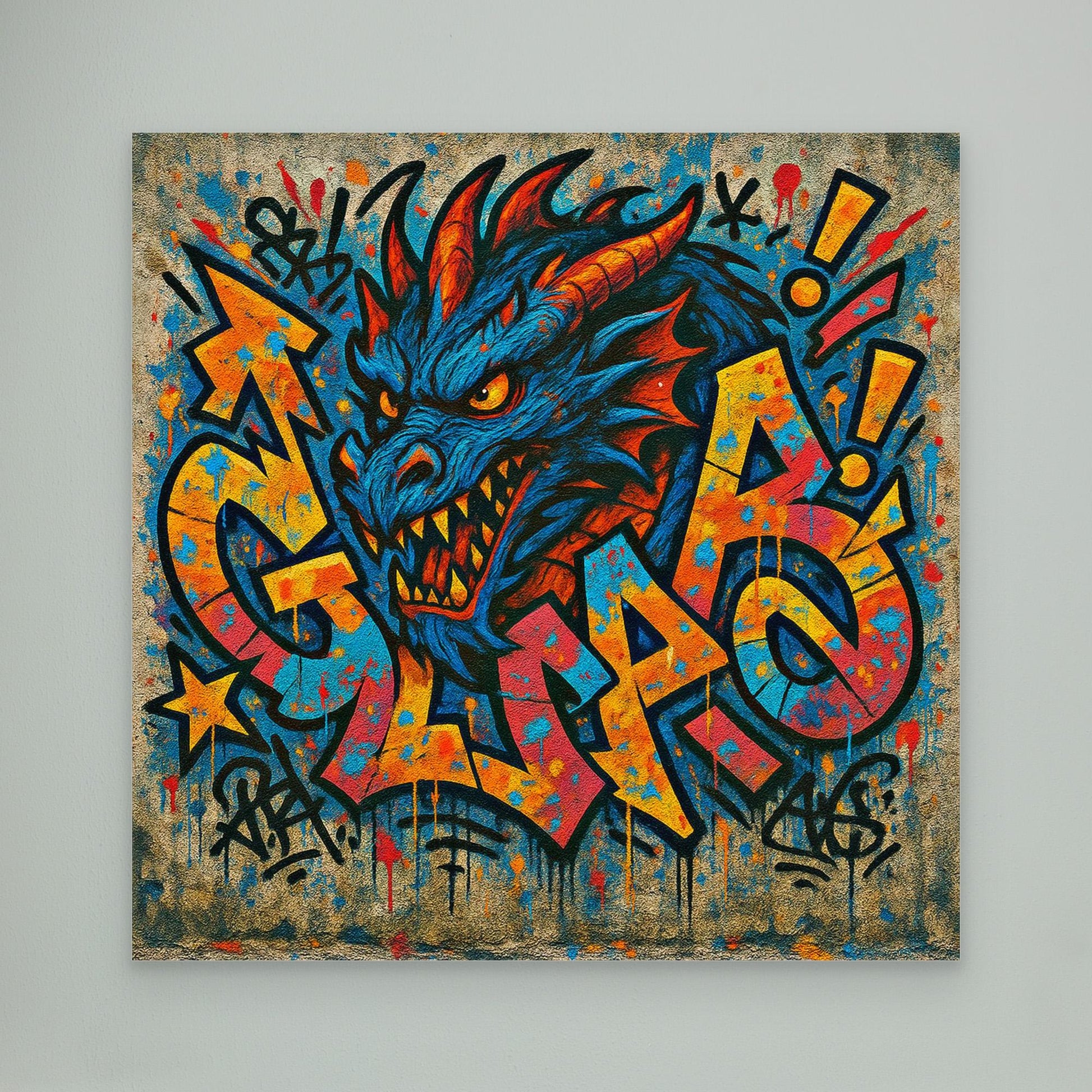 Urban Dragon Graffiti Canvas – Bold Street Art Print for Modern Walls