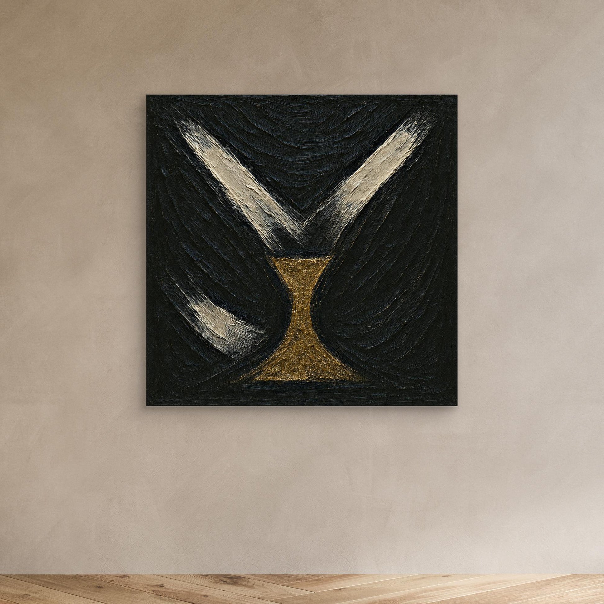 Golden Abstract Hourglass Canvas Wall Art