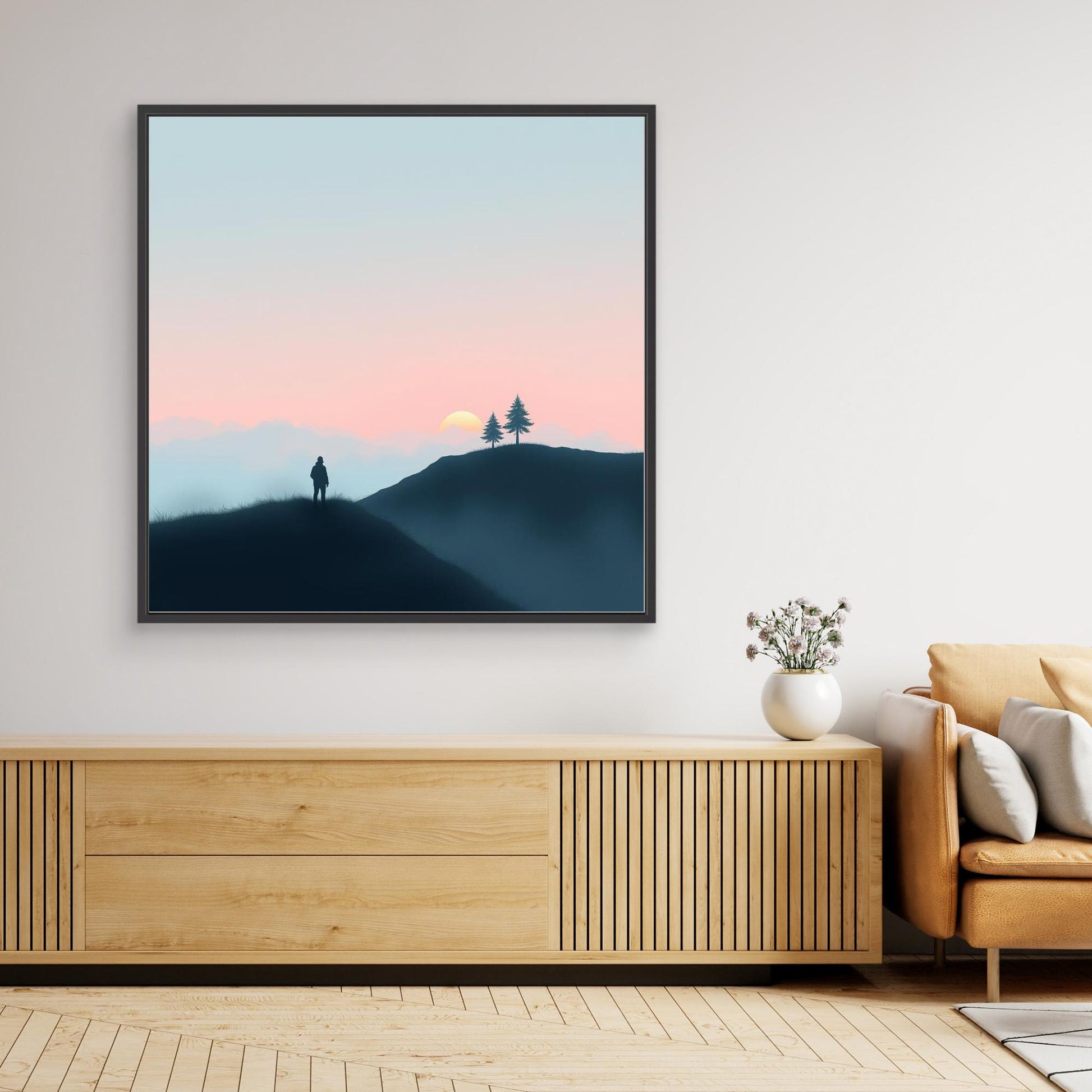 Solitude at Sunset – Minimalist Landscape Canvas Wall Art