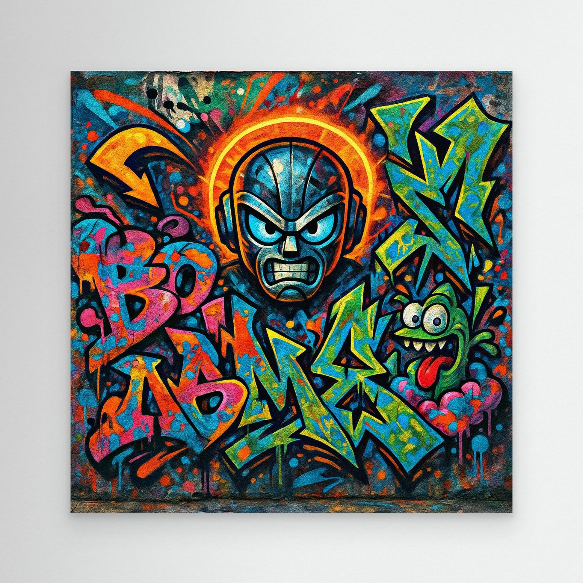 Urban Explosion: Graffiti Superhero & Monster Canvas Art – Bold Street Style Wall Decor