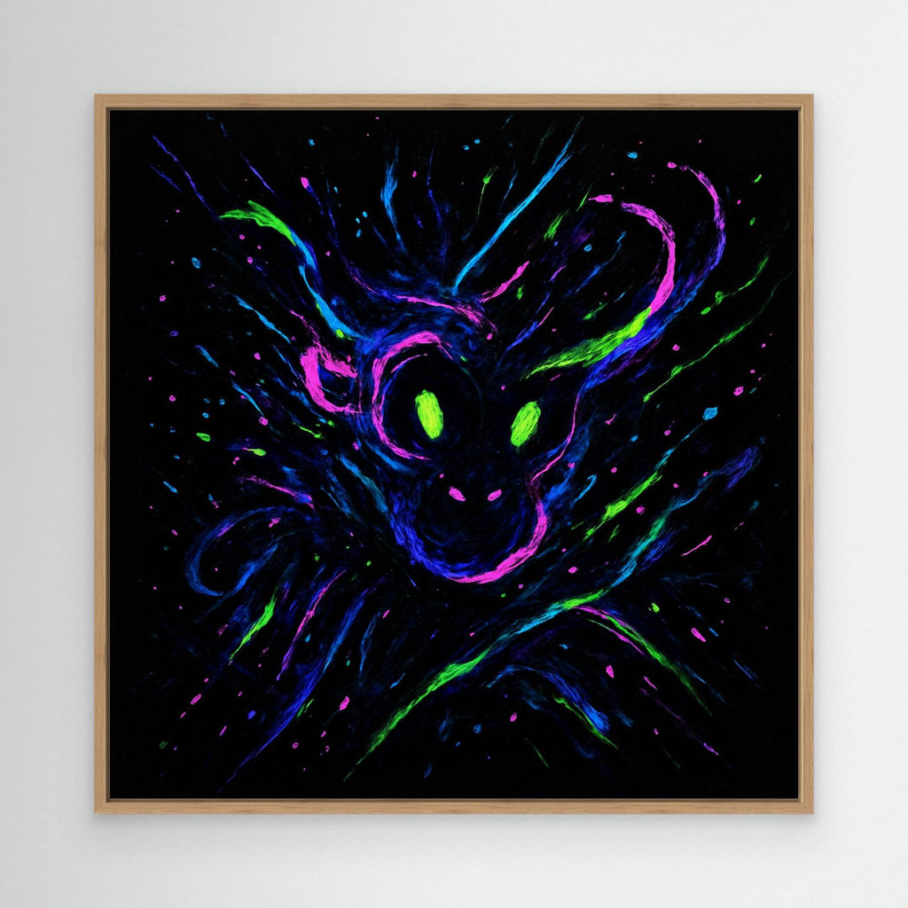 Neon Ape Spirit – Abstract Galactic Glow Canvas Wall Art | UV Reactive Alien Monkey Art Print