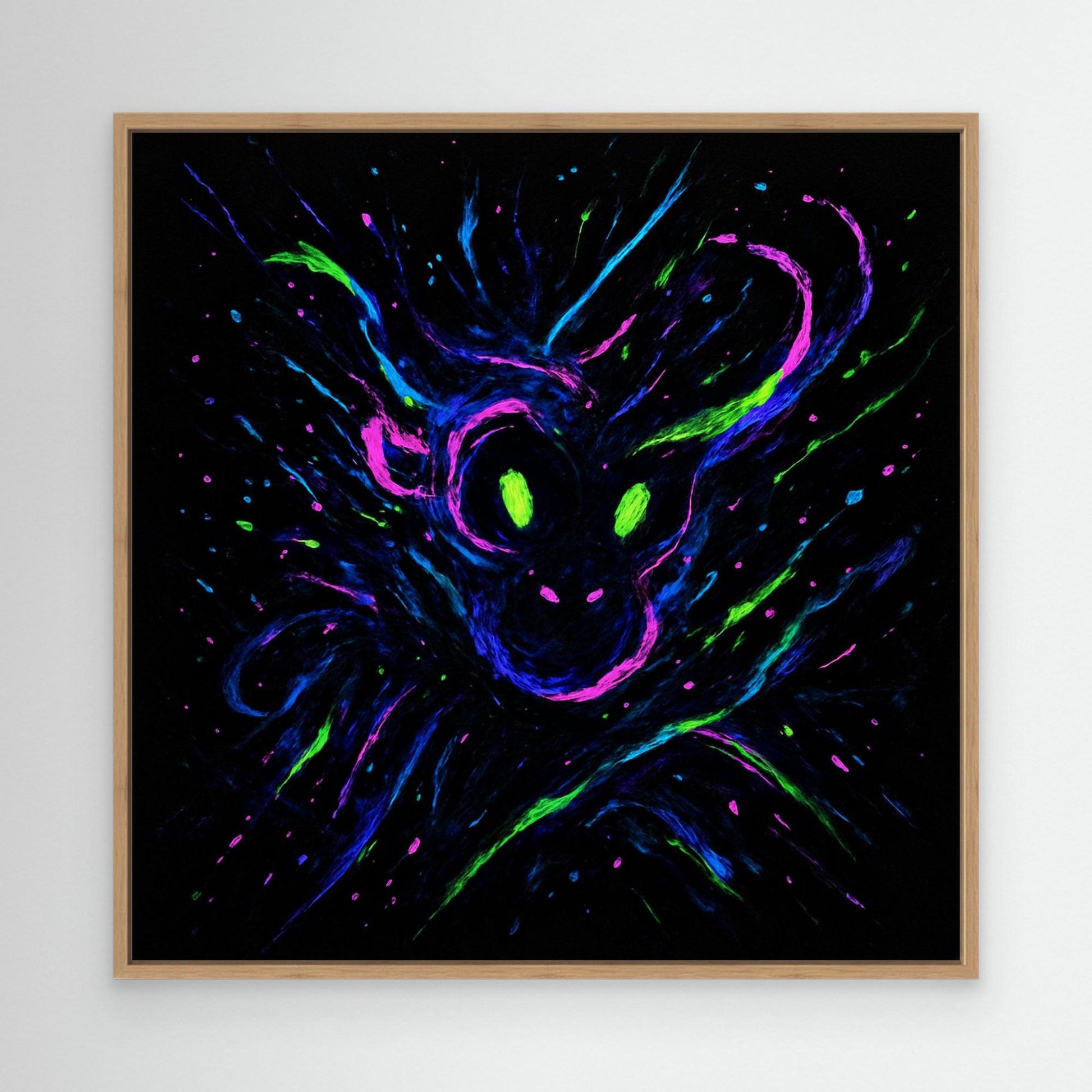Neon Ape Spirit – Abstract Galactic Glow Canvas Wall Art | UV Reactive Alien Monkey Art Print