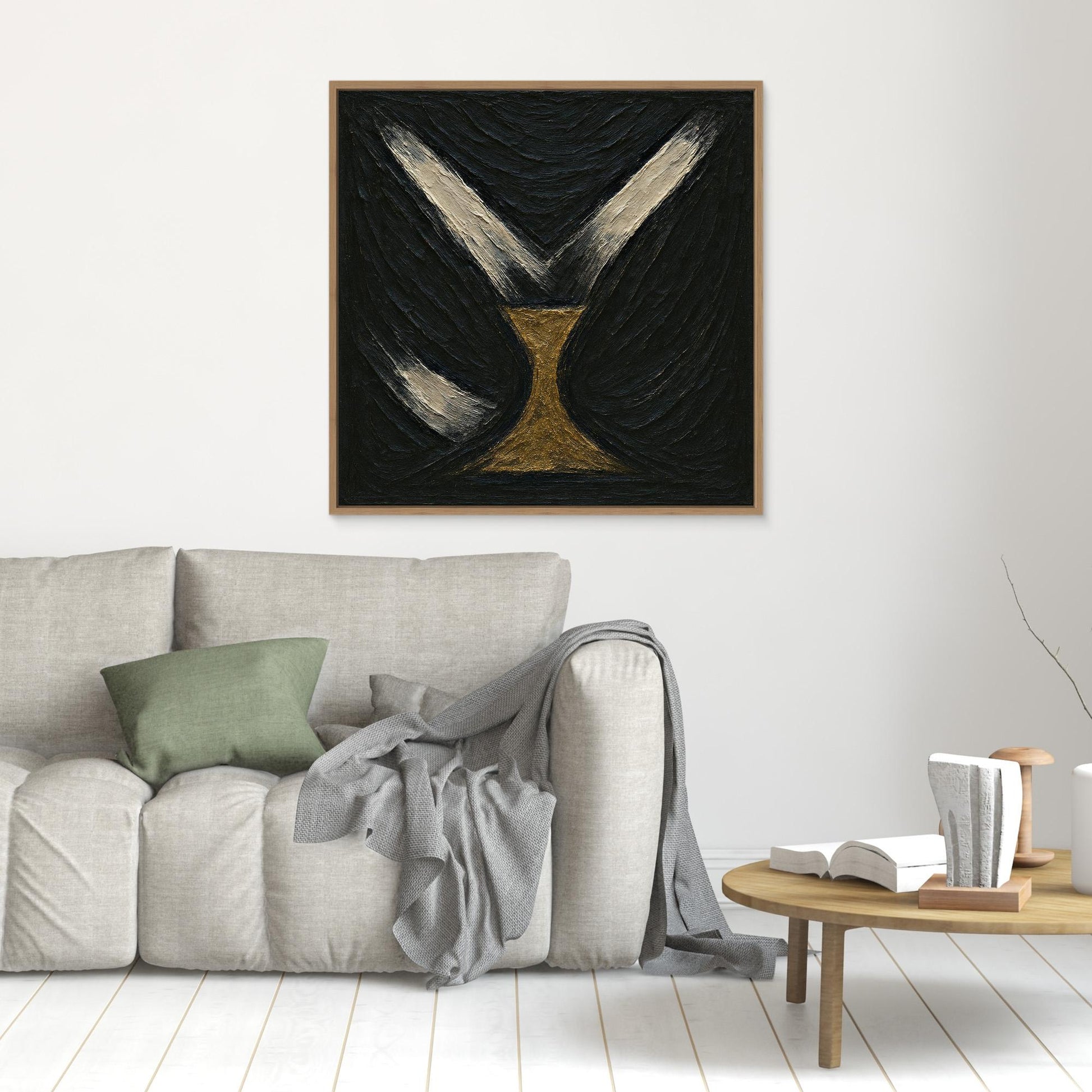 Golden Abstract Hourglass Canvas Wall Art